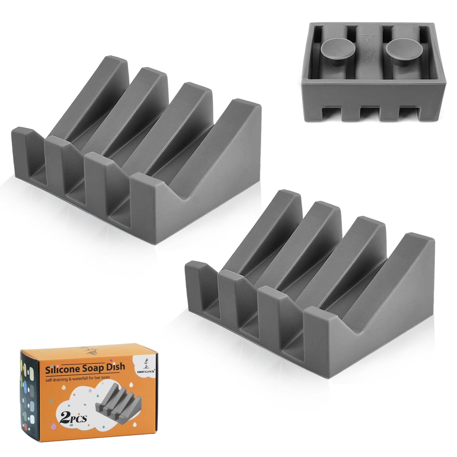Silicone Soap Dish Self Draining with Suction Cups