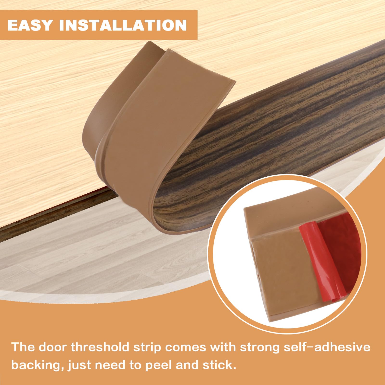 Vinyl Door Threshold Flooring Transition Strip Self Adhesive Carpet Edging Strip for Laminate Doorway Edge Threshold from 3 (6.6 Foot)
