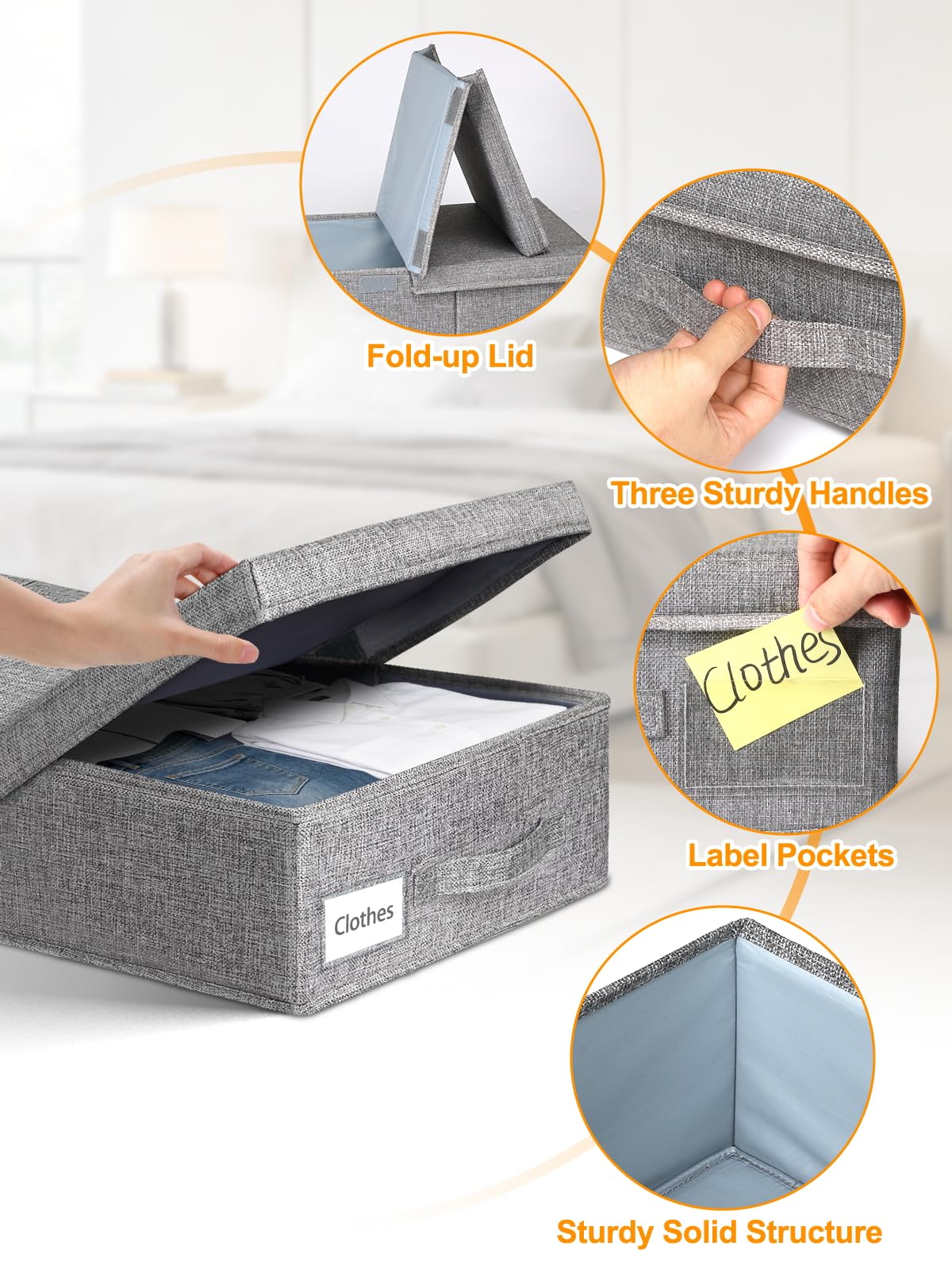 6 in Tall Under Bed Storage Containers with Lids