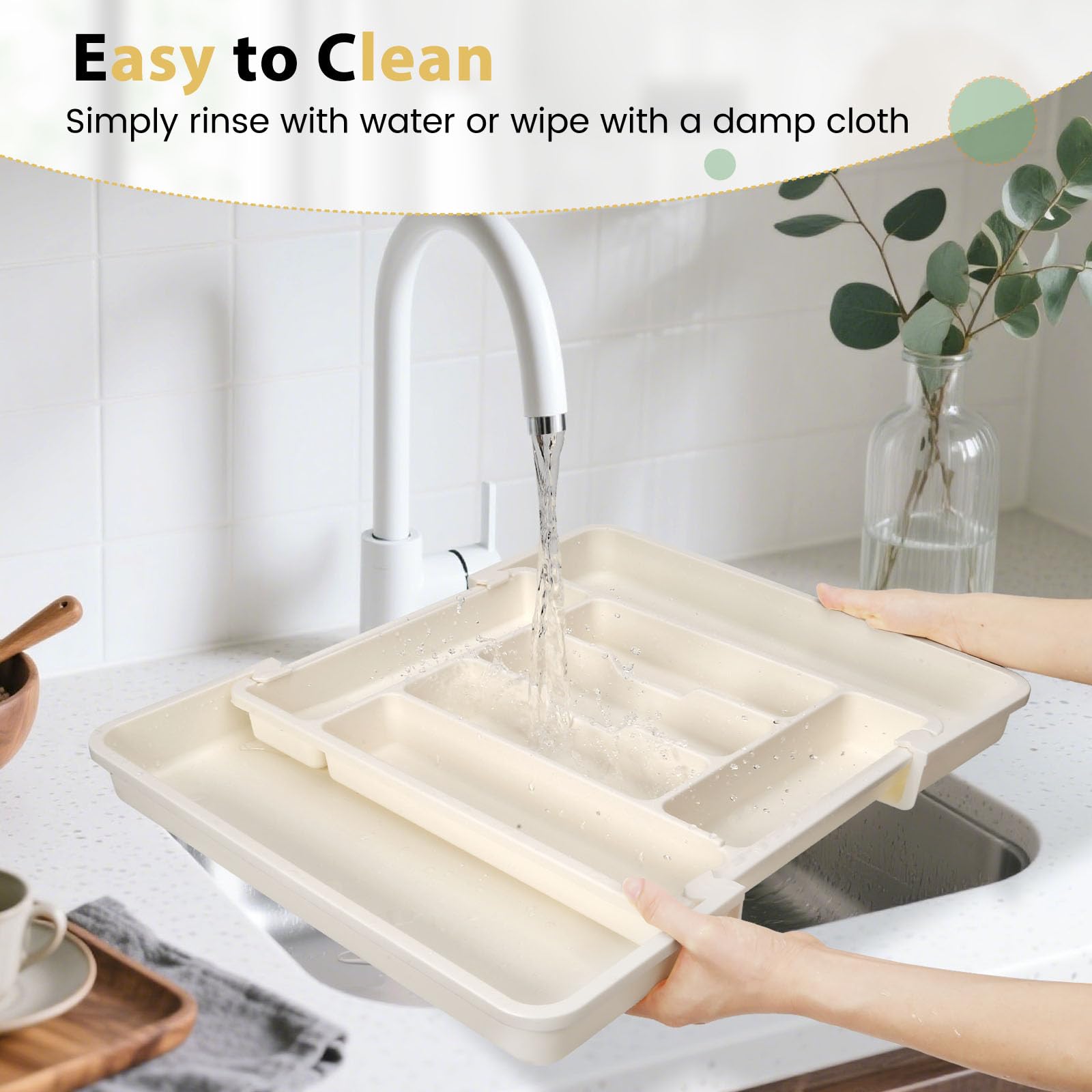 Large Silverware Organizer for Kitchen Drawer & Utensils
