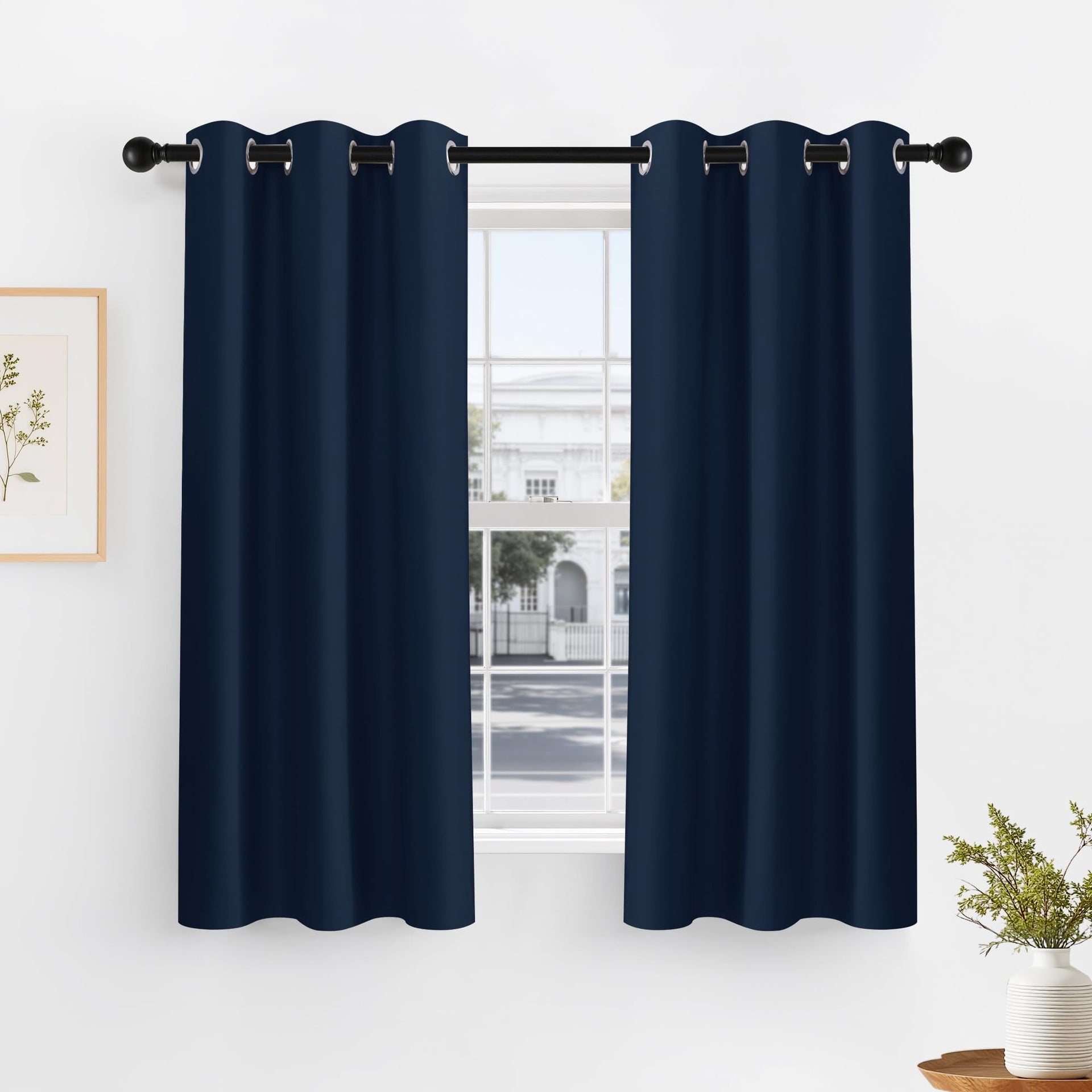 Navy Blue Bedroom Curtains for Windows (2 Count)
