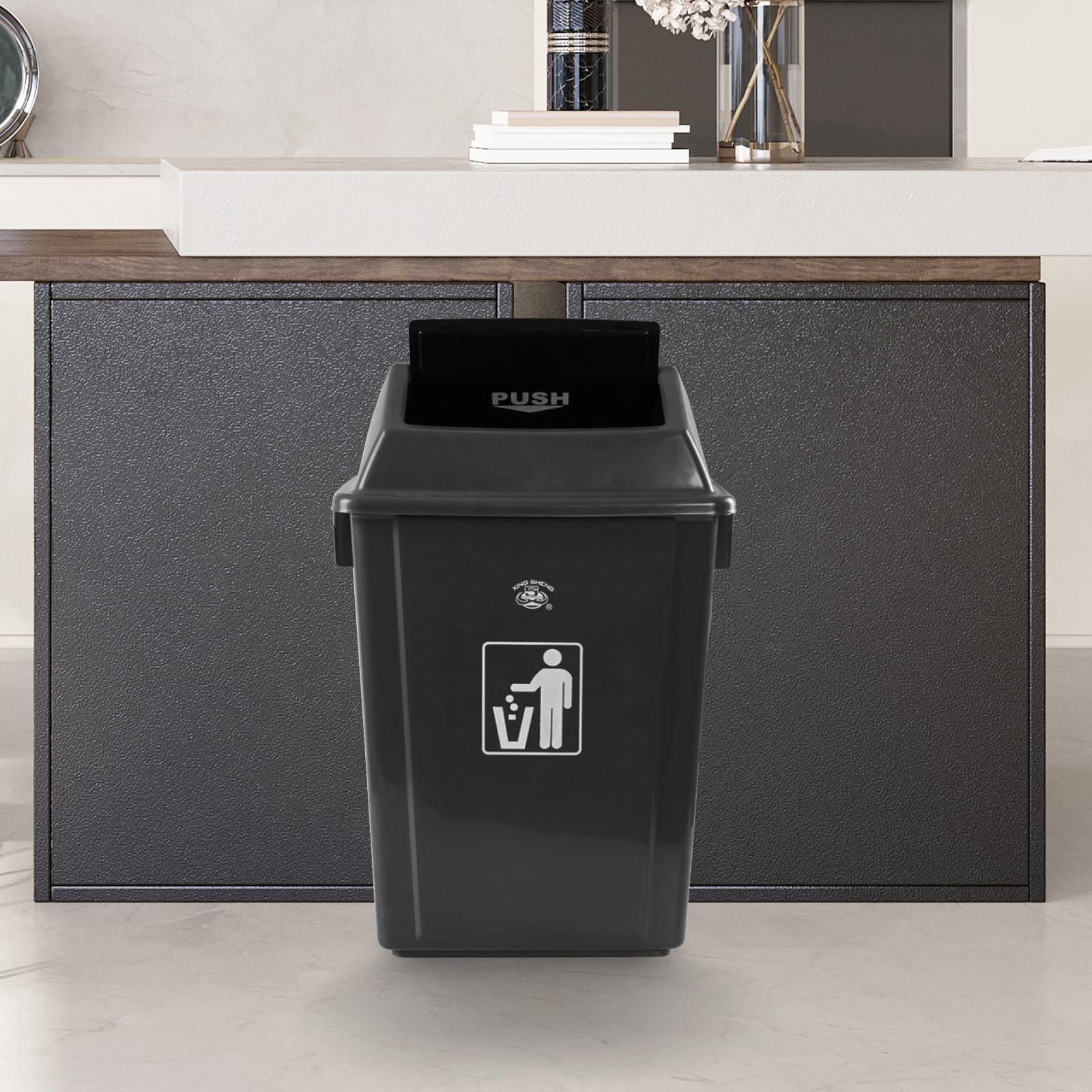 4 Pack 13 Gallon Plastic Swing Top Kitchen Trash Can (4 Count)