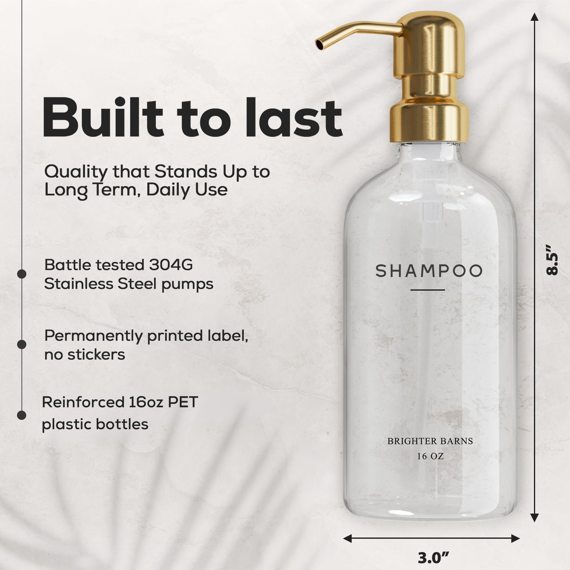 Luxury Shampoo and Conditioner Dispenser Set by Brighter Barns (6 Count)