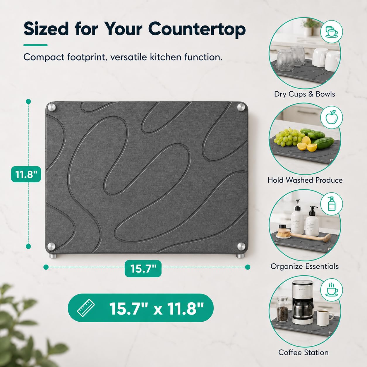 Stone Drying Mat For Kitchen Counter Superb Absorbent Diatomaceous Earth Mats with Non