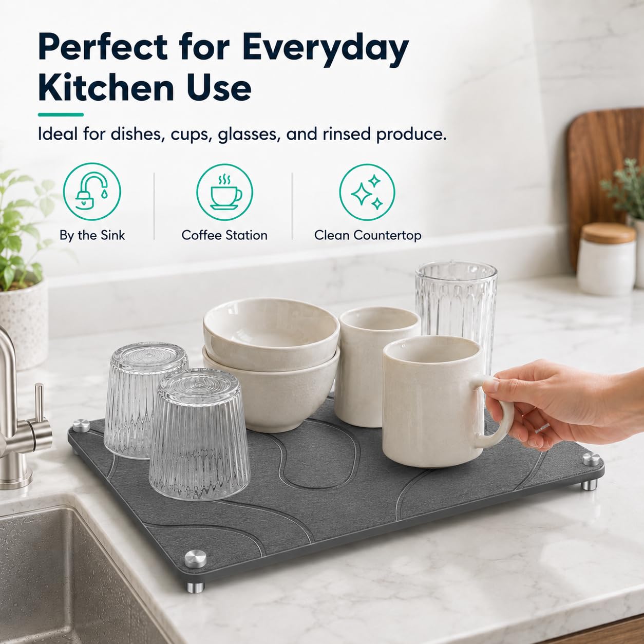 Stone Drying Mat For Kitchen Counter Superb Absorbent Diatomaceous Earth Mats with Non