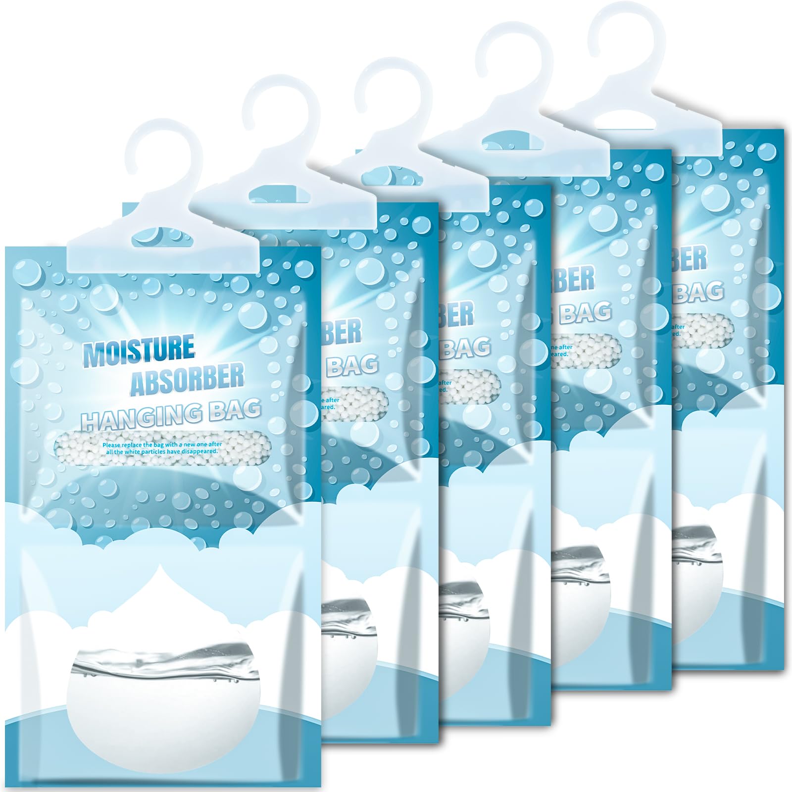 5 Pack Hanging Closet Dehumidifier Bags Moisture Absorbers for Cars (5 Count)