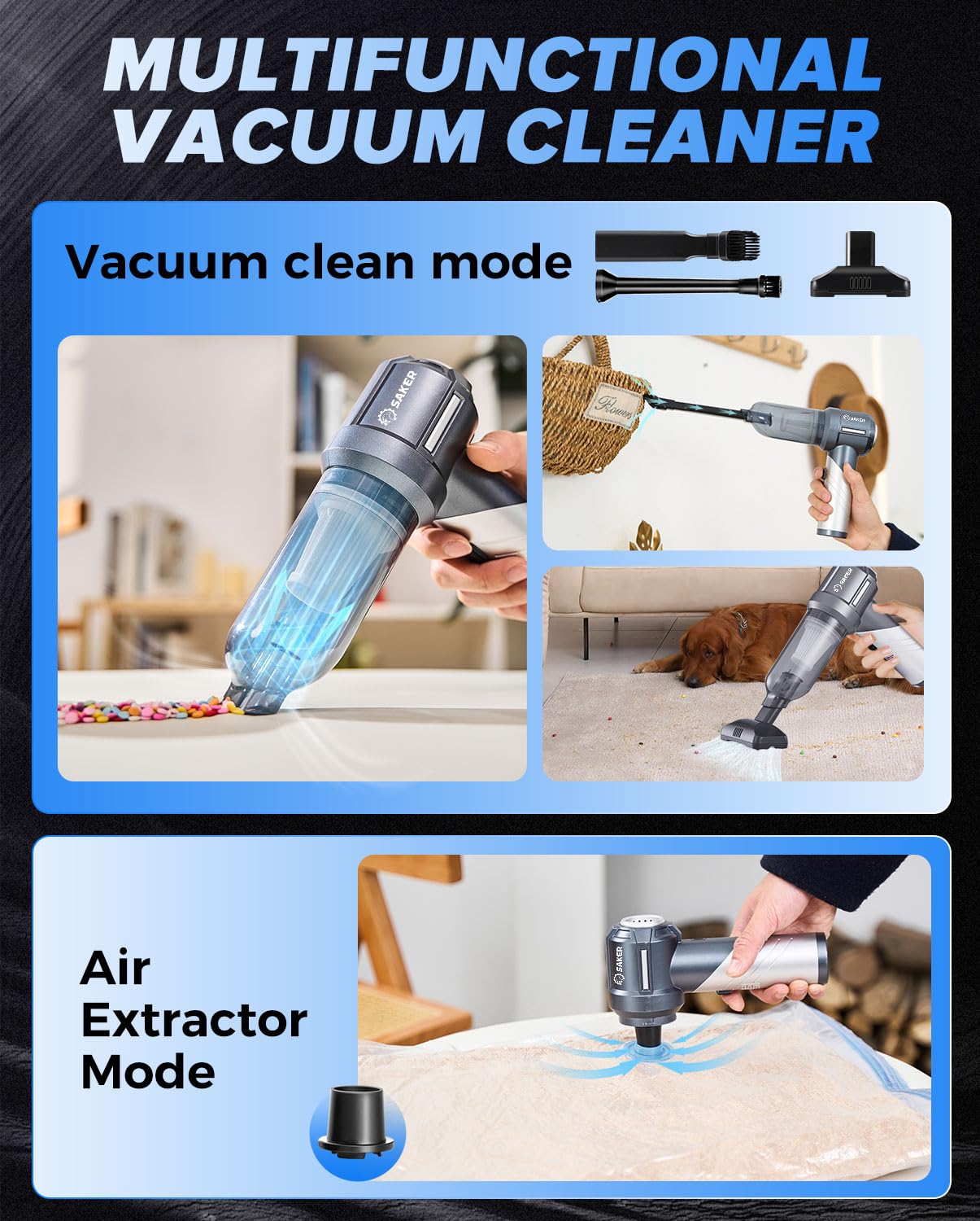 Handheld Car Vacuum Cordless Portable 17000PA Foldable HL133 Silver