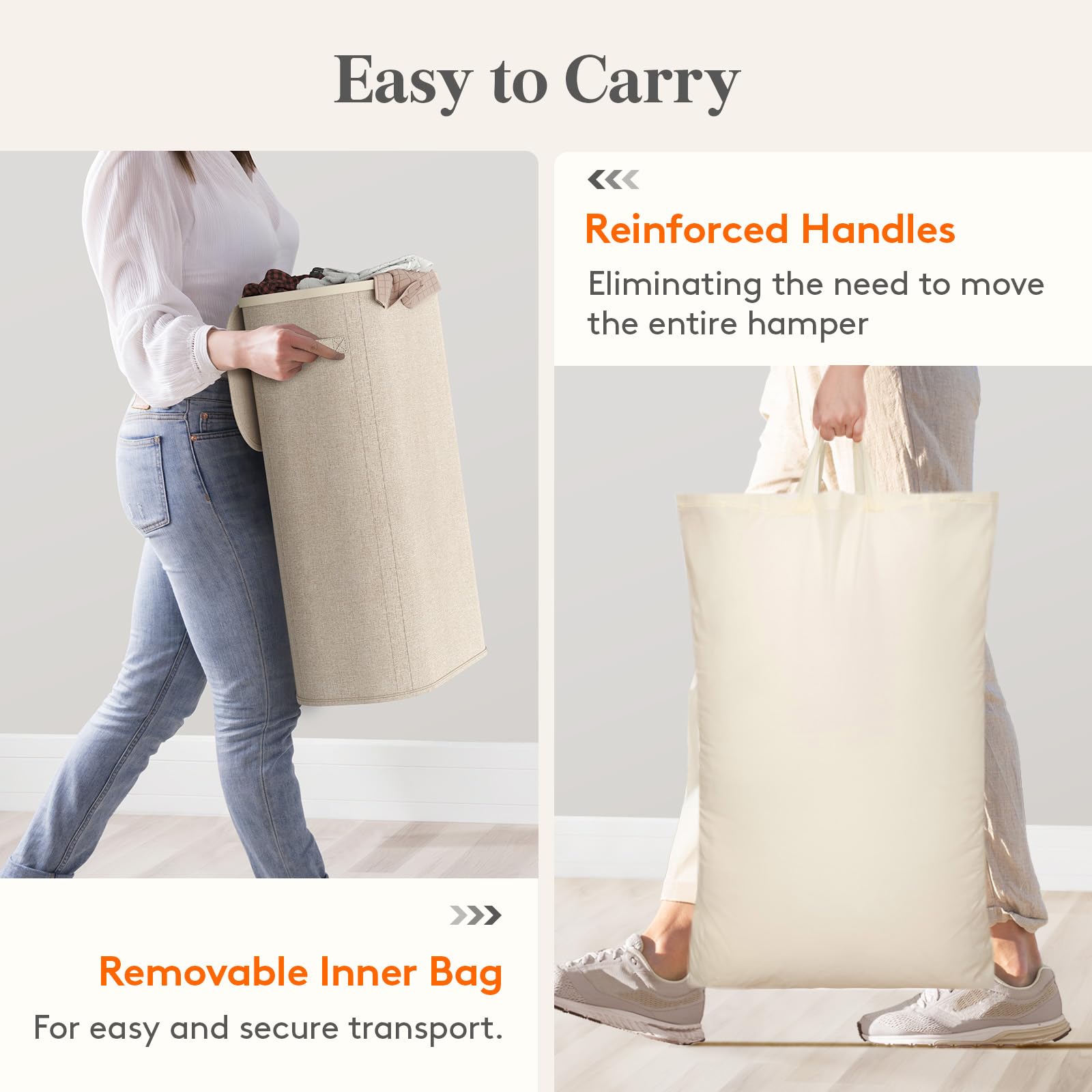 Slim Laundry Basket with Lid and Removable Bag