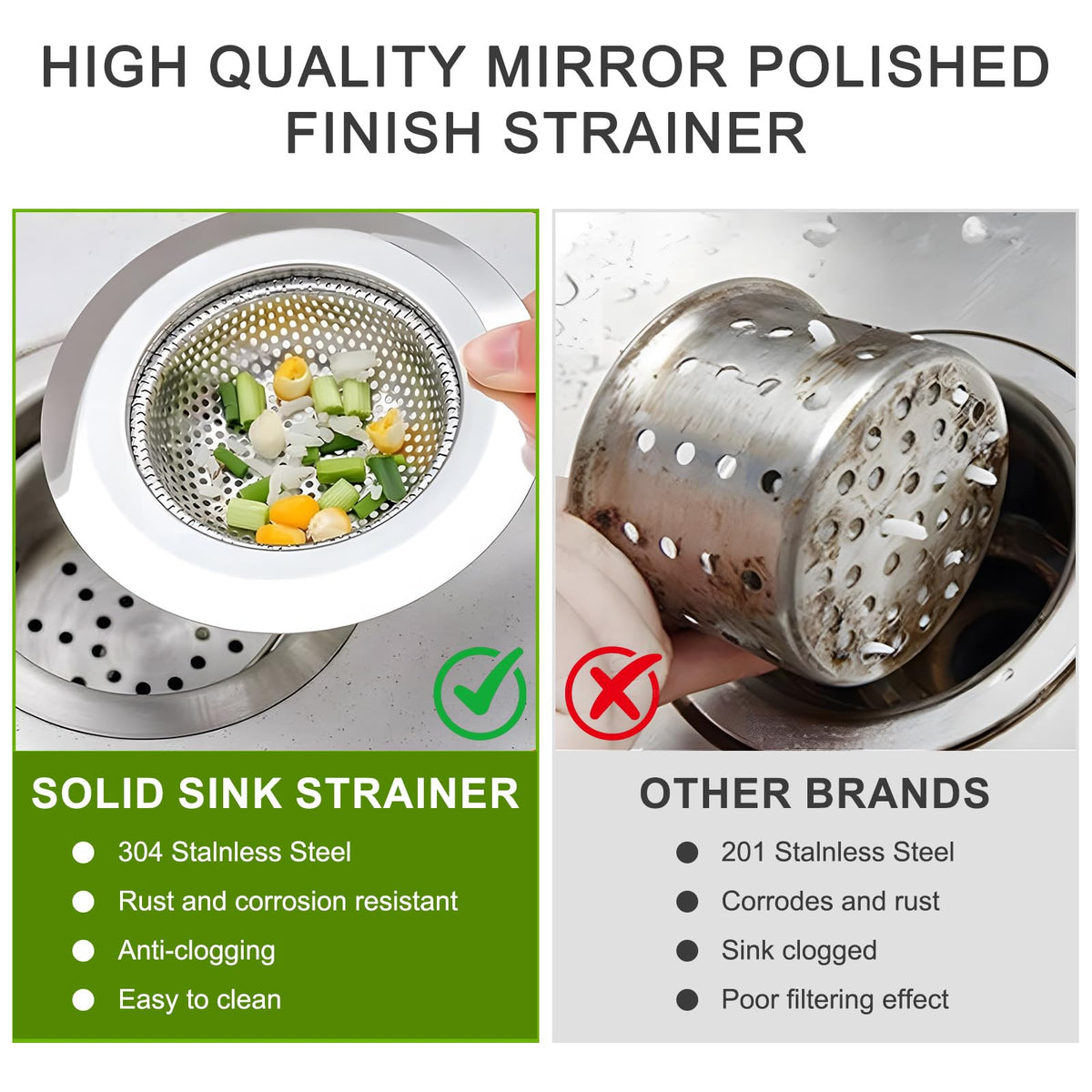 2pcs Heavy Duty Stainless Steel Slop Basket Filter Trap (2 Count)