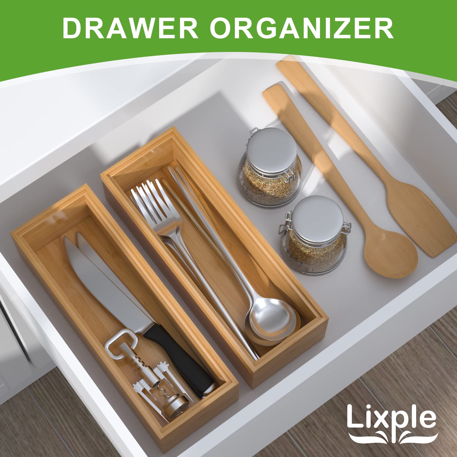 Bamboo Drawer Organizer (2 Count)