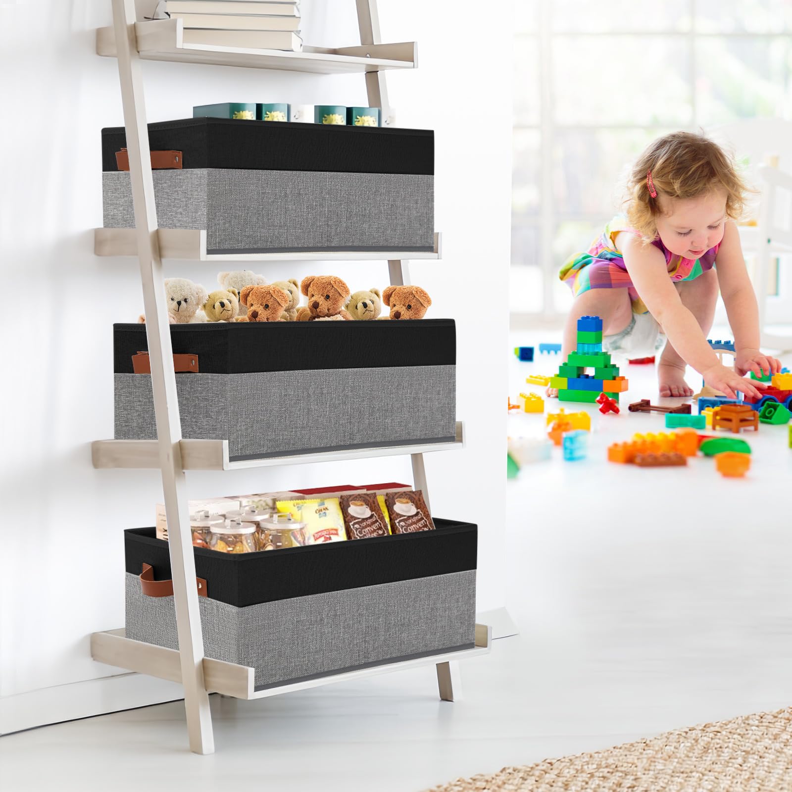 3 Pack Large Capacity Storage Bins Closet Organizer for Shelves (3 Count)