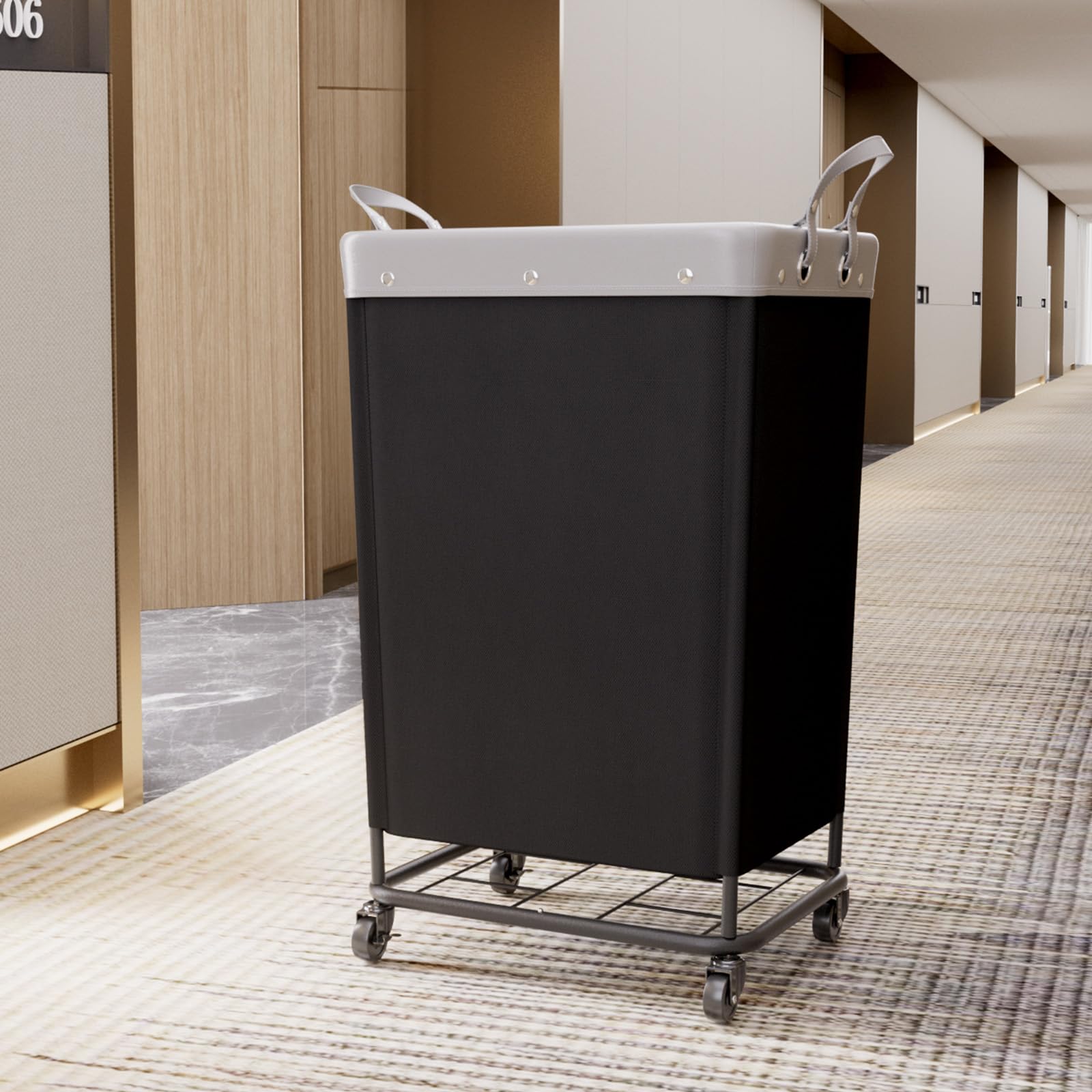 165L Heavy Duty Laundry Basket with Wheels and Handles