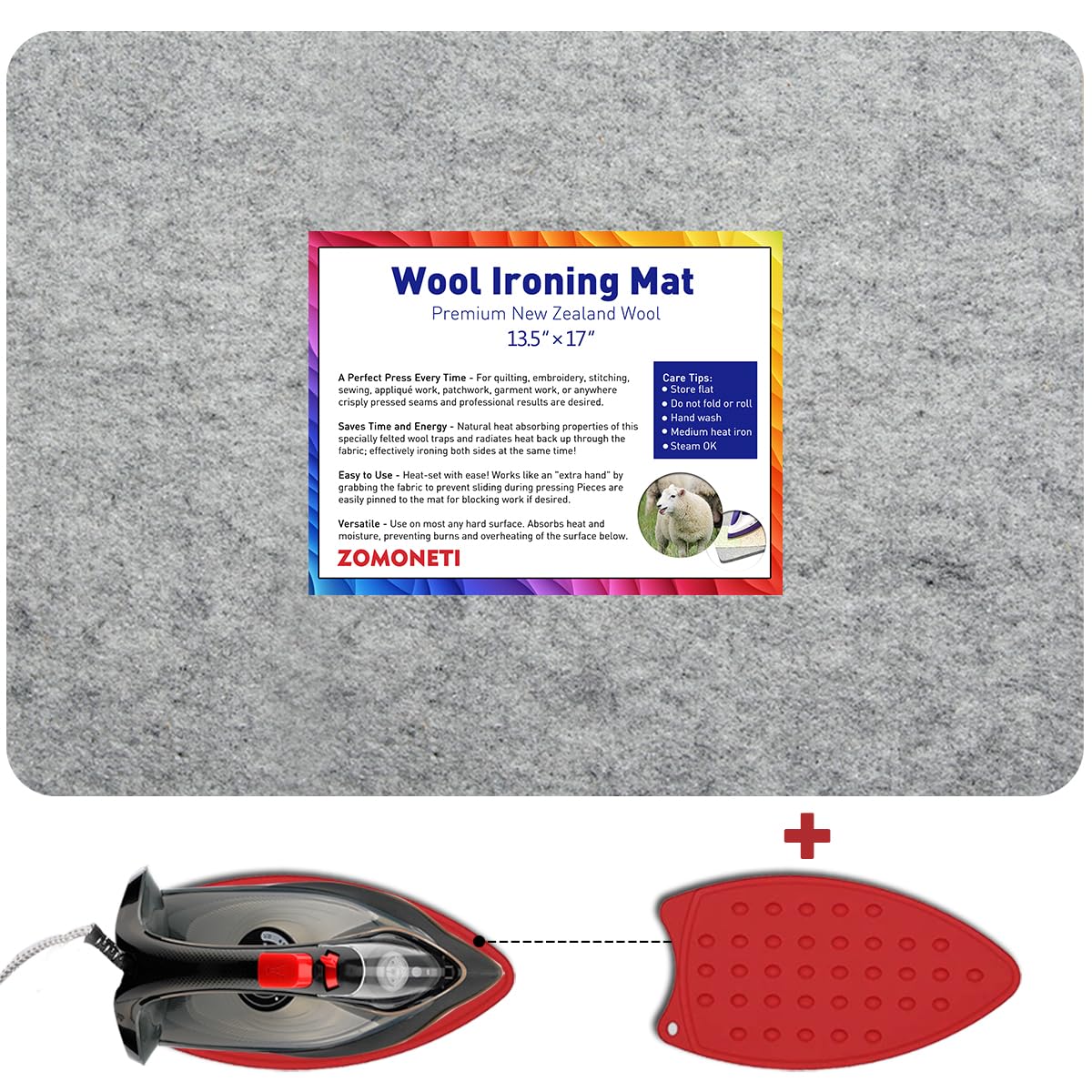 17" x 13.5" Wool Pressing Mat 100% New Zealand Felted Wool Ironing Mat Pad Blanket for Quilter