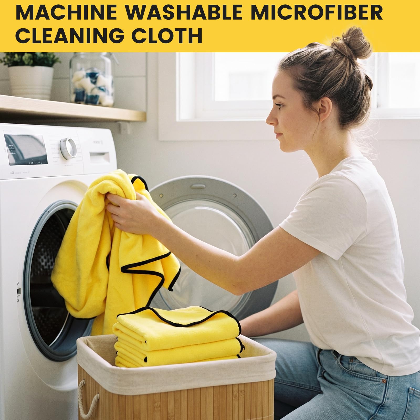 6 Pcs Yellow Microfiber Towels (6 Count)