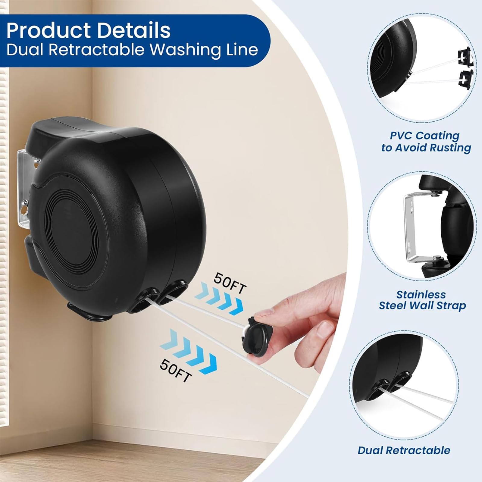 Retractable Double Clothesline (98 Foot)