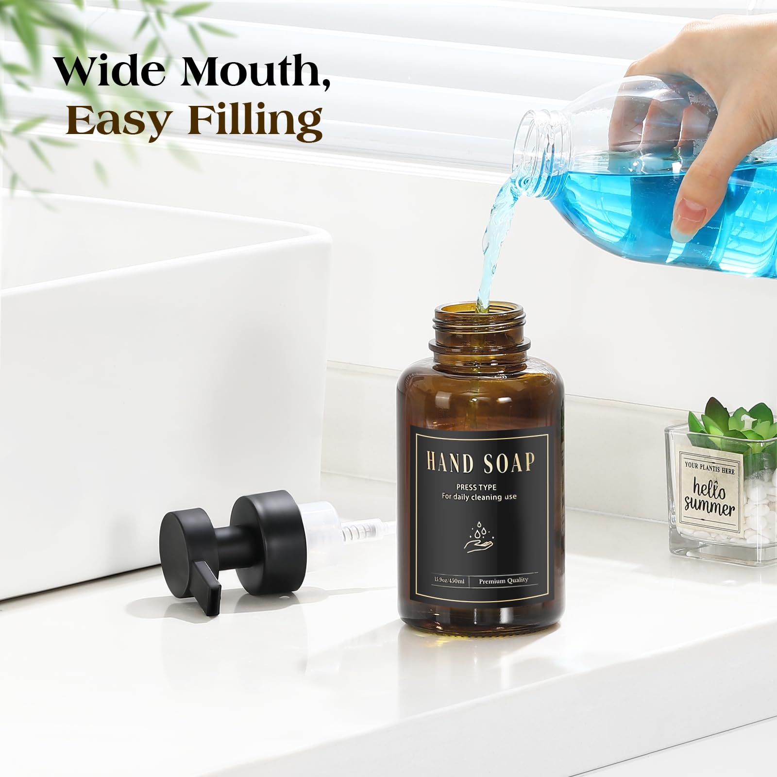 Glass Foaming Soap Dispenser 15oz Hand Soap Bottle