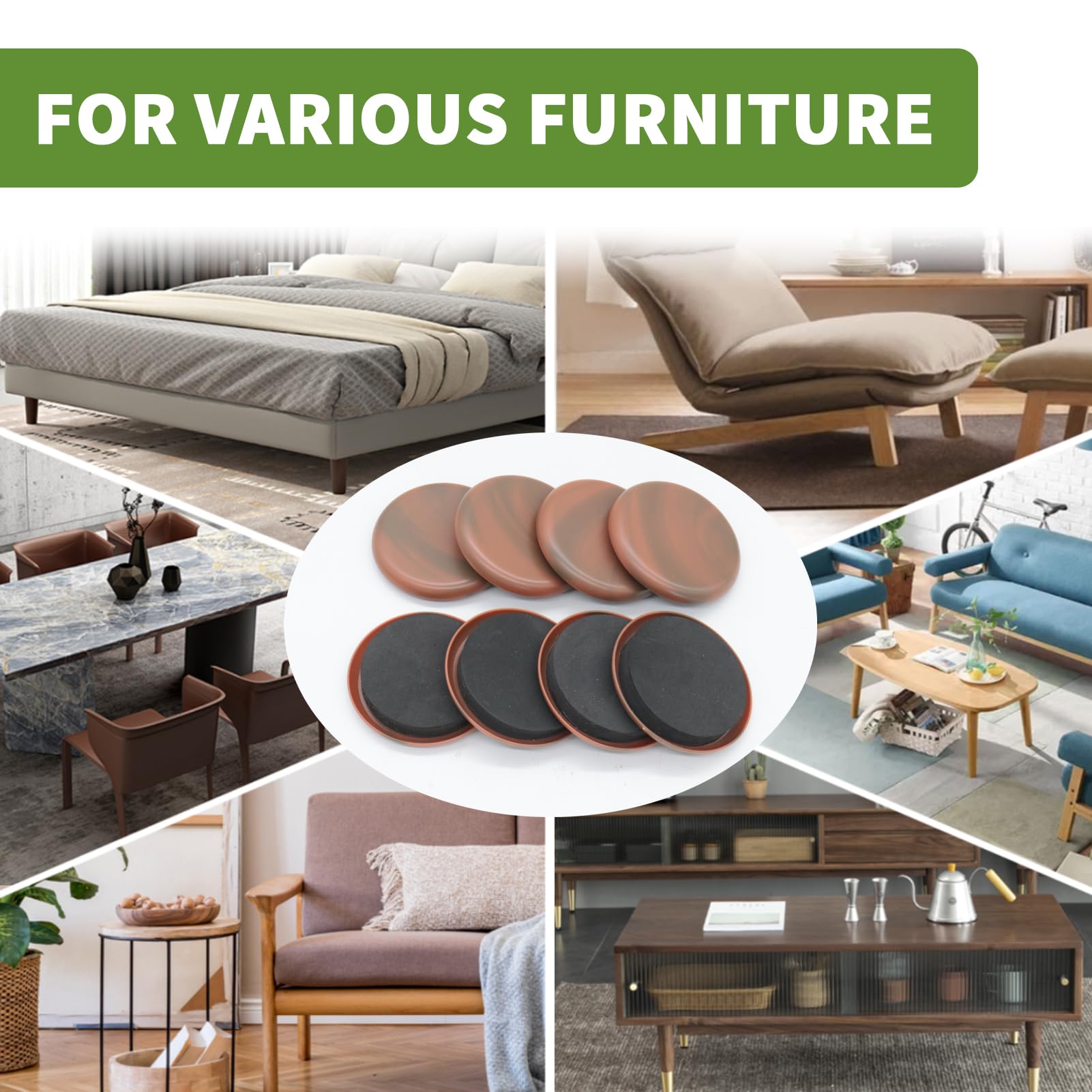 Furniture Sliders for Carpet 8 PCS (8 Count)