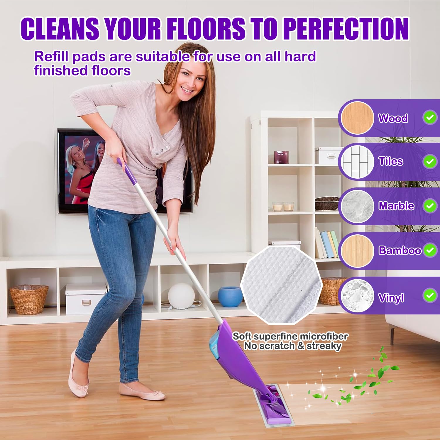 Mop Pad Refills Compatible with Swiffer WetJet Spray Mop (20 Count)