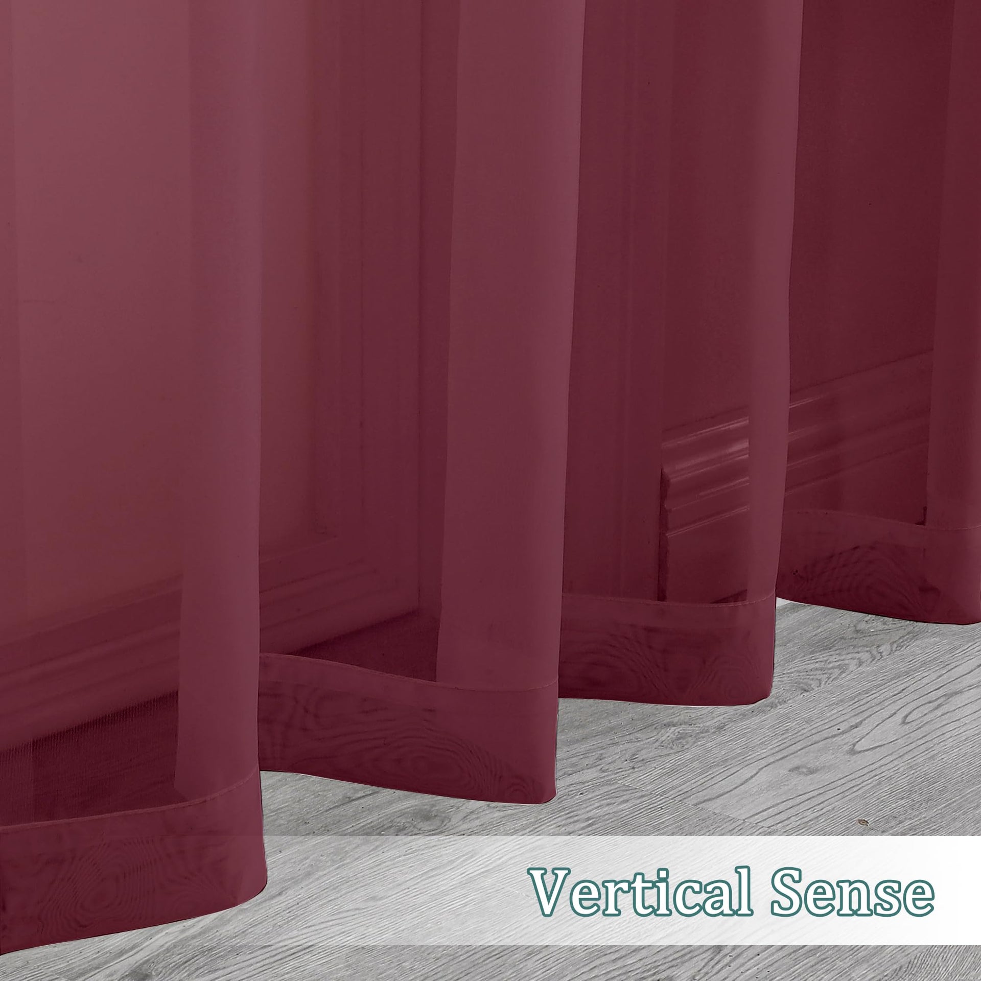 Burgundy Sheer Valances for Windows (2 Count)