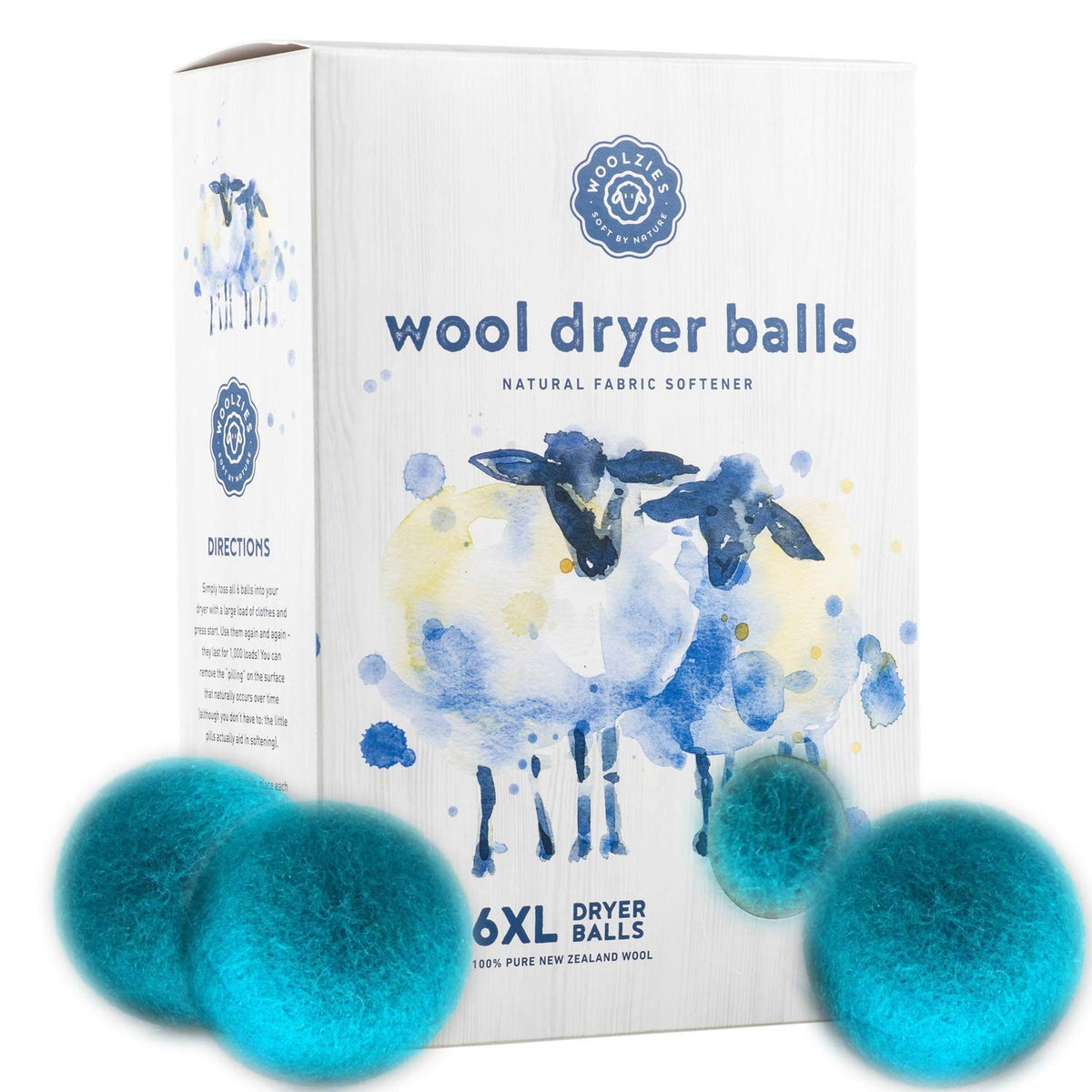 Wool Dryer Balls Organic Big Wool Spheres Best Fabric Softener (6 Count)