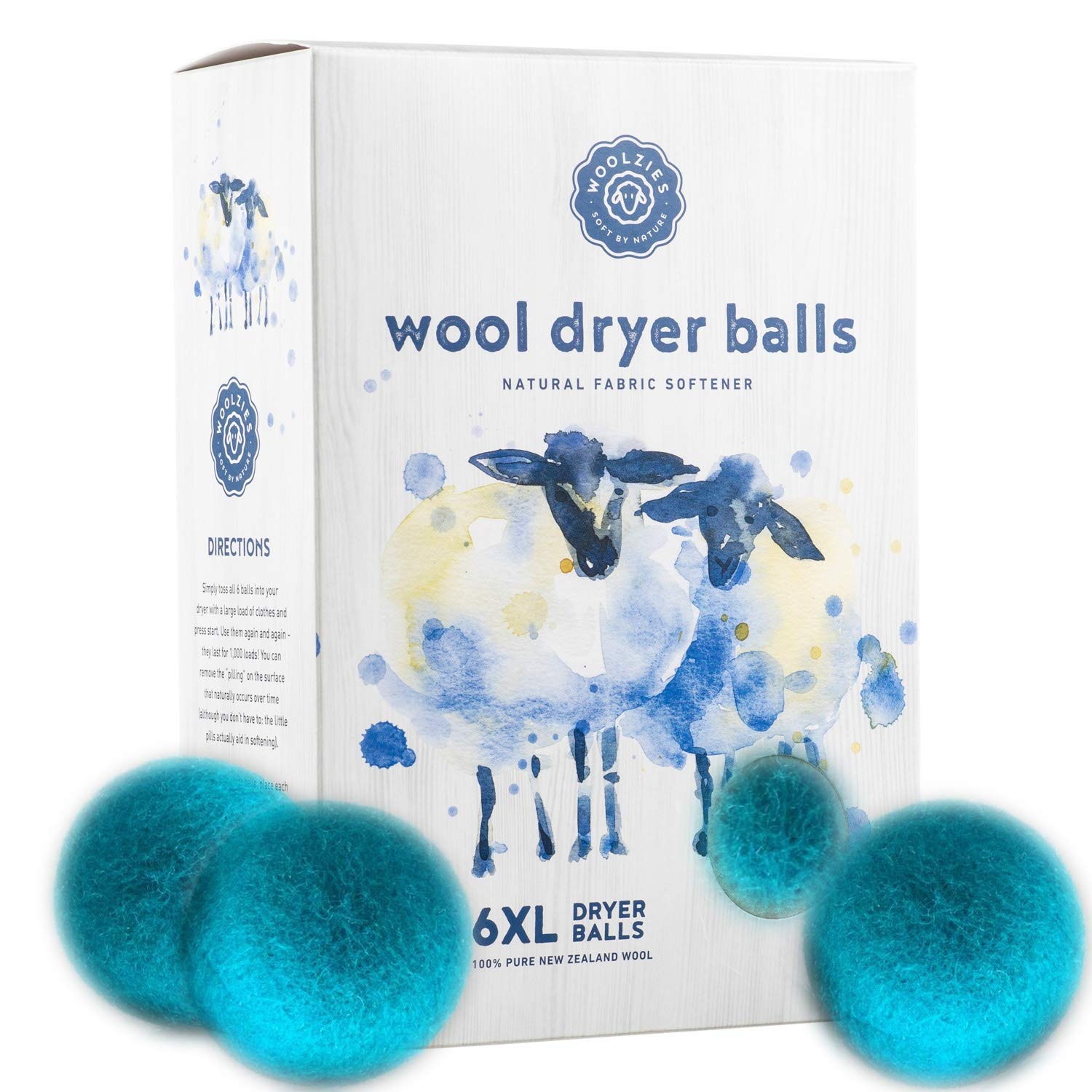 Wool Dryer Balls Organic Big Wool Spheres Best Fabric Softener (6 Count)