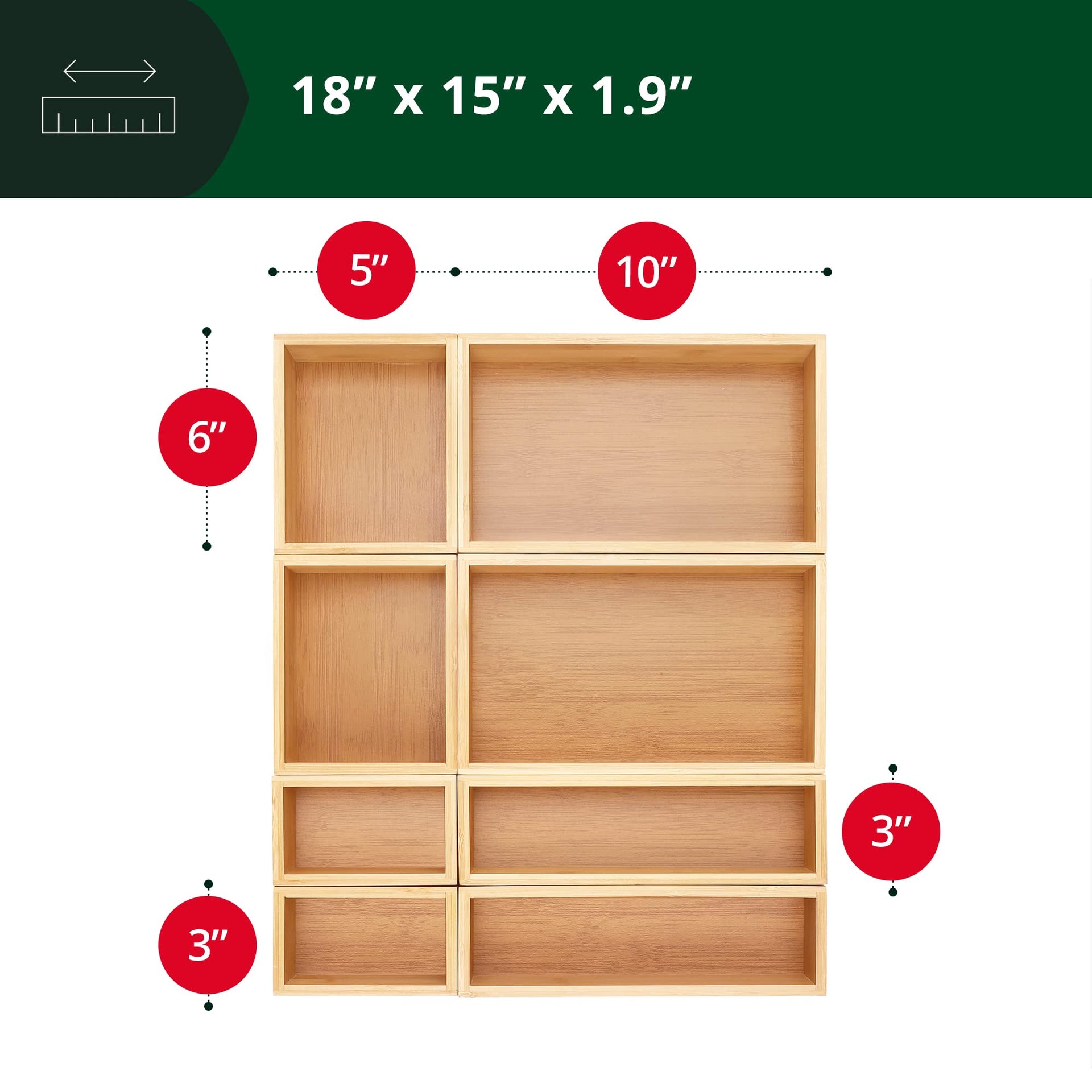 Bamboo Jewelry Organizer Box & Chests Set (8 Count)