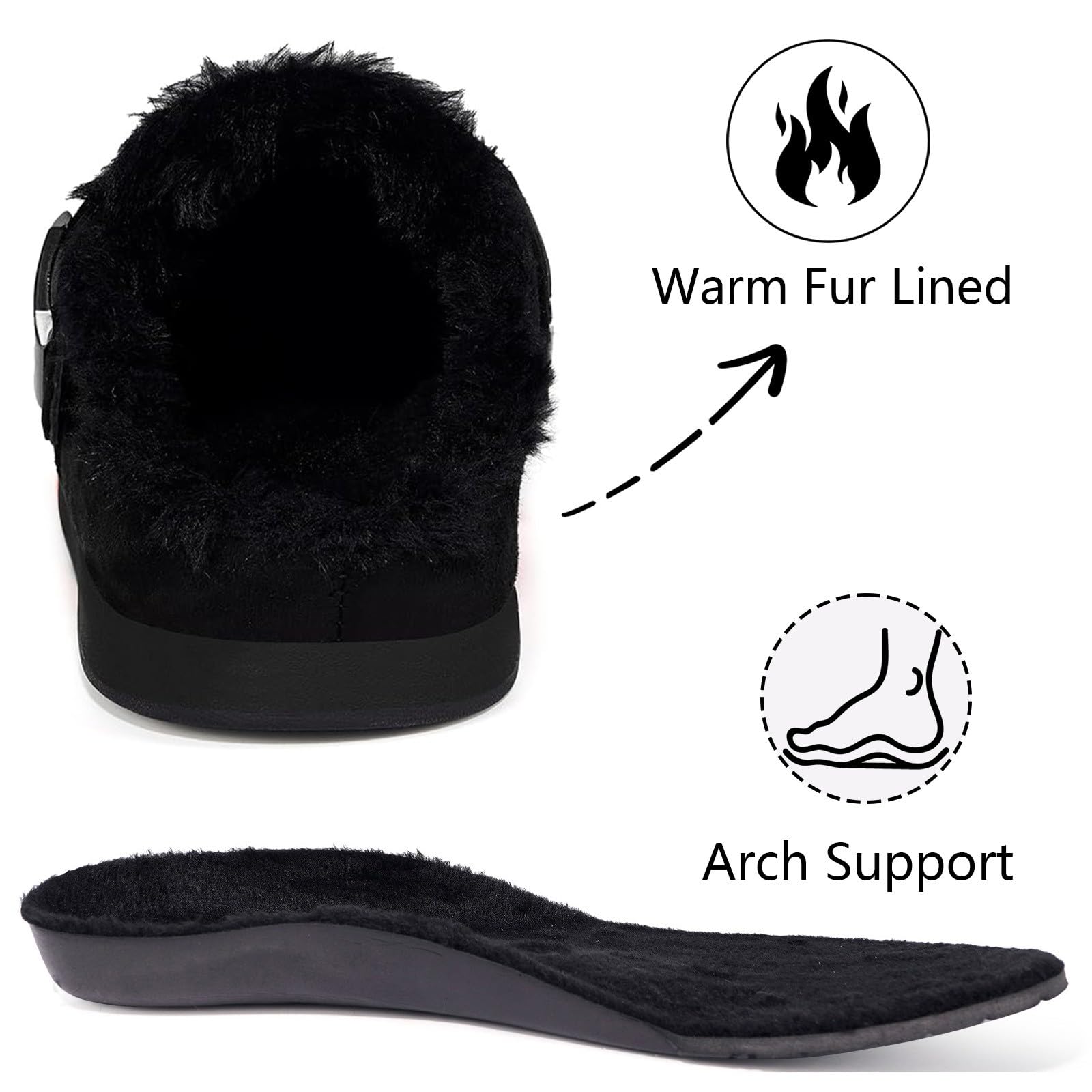 Fur Lined Clogs for Women Men Winter Slippers