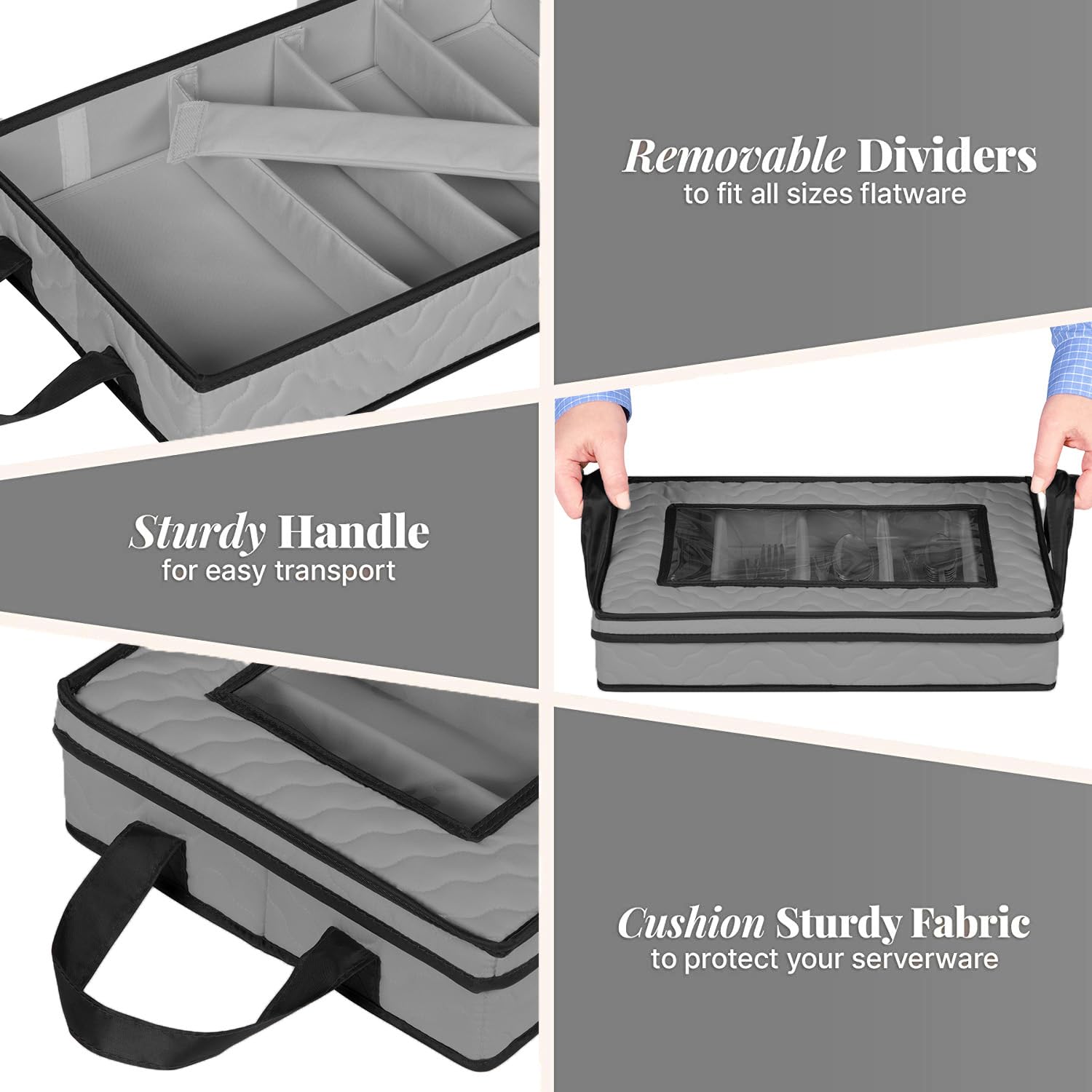 Flatware Storage Case 5 Compartments Silverware Container Box