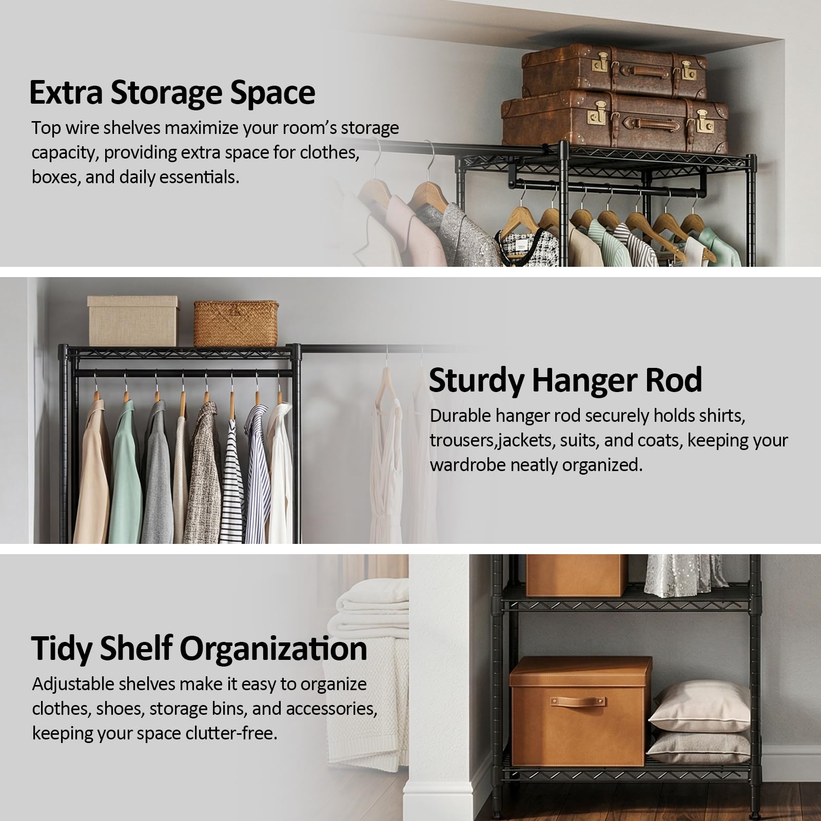 Heavy Duty Garment Rack Wire Clothes Rack for Hanging Clothes