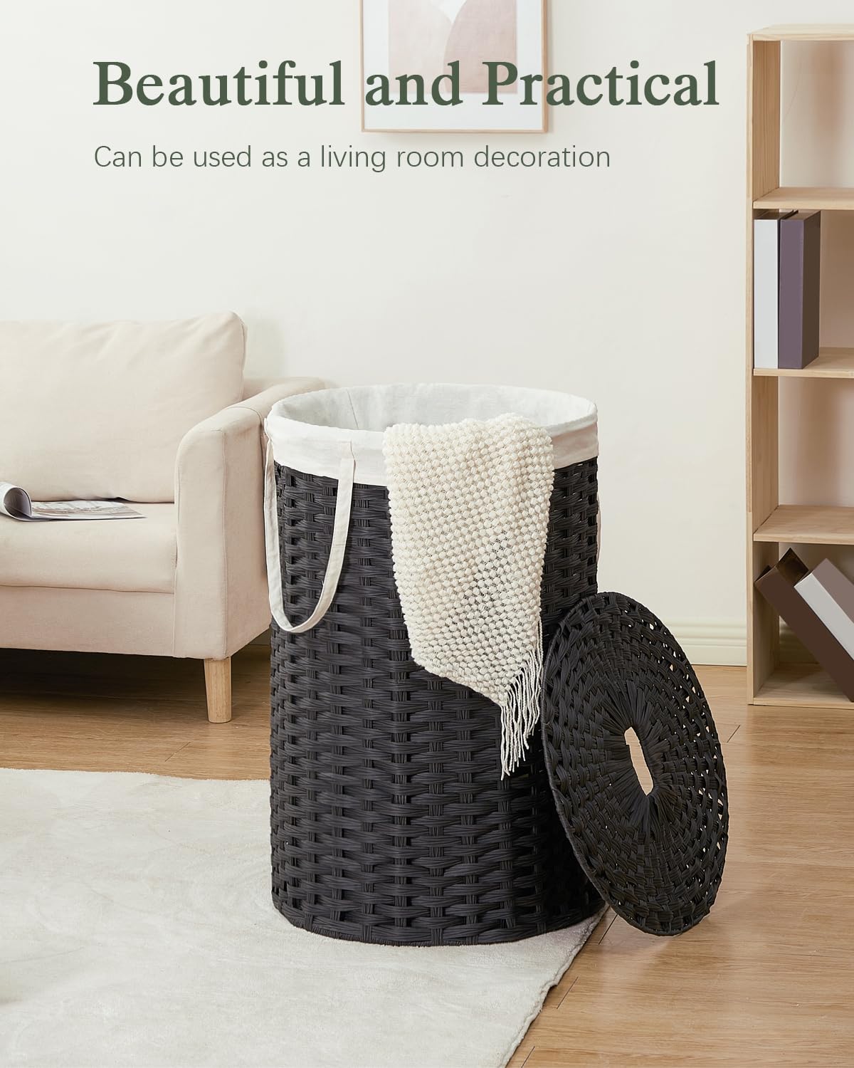 Large Laundry Hamper Laundry Basket Round 130L