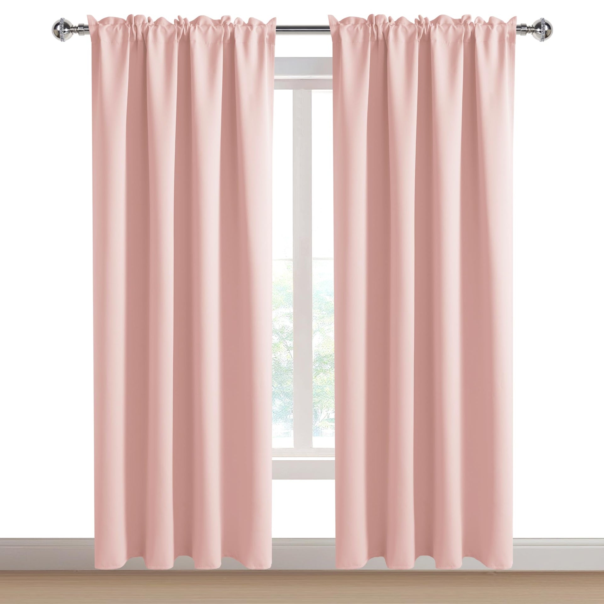 Blackout Curtains for Bedroom 52 x 84 Inch Long Blush Pink 2 Panels (2 Count)