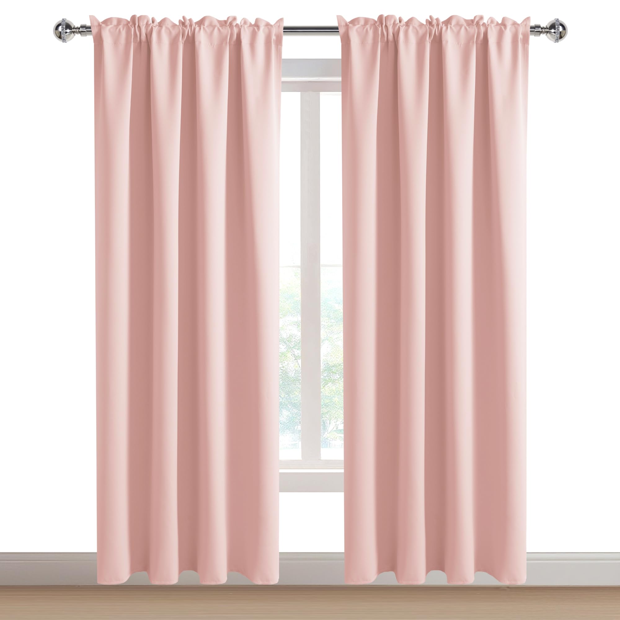Blackout Curtains for Bedroom 52 x 84 Inch Long Blush Pink 2 Panels (2 Count)