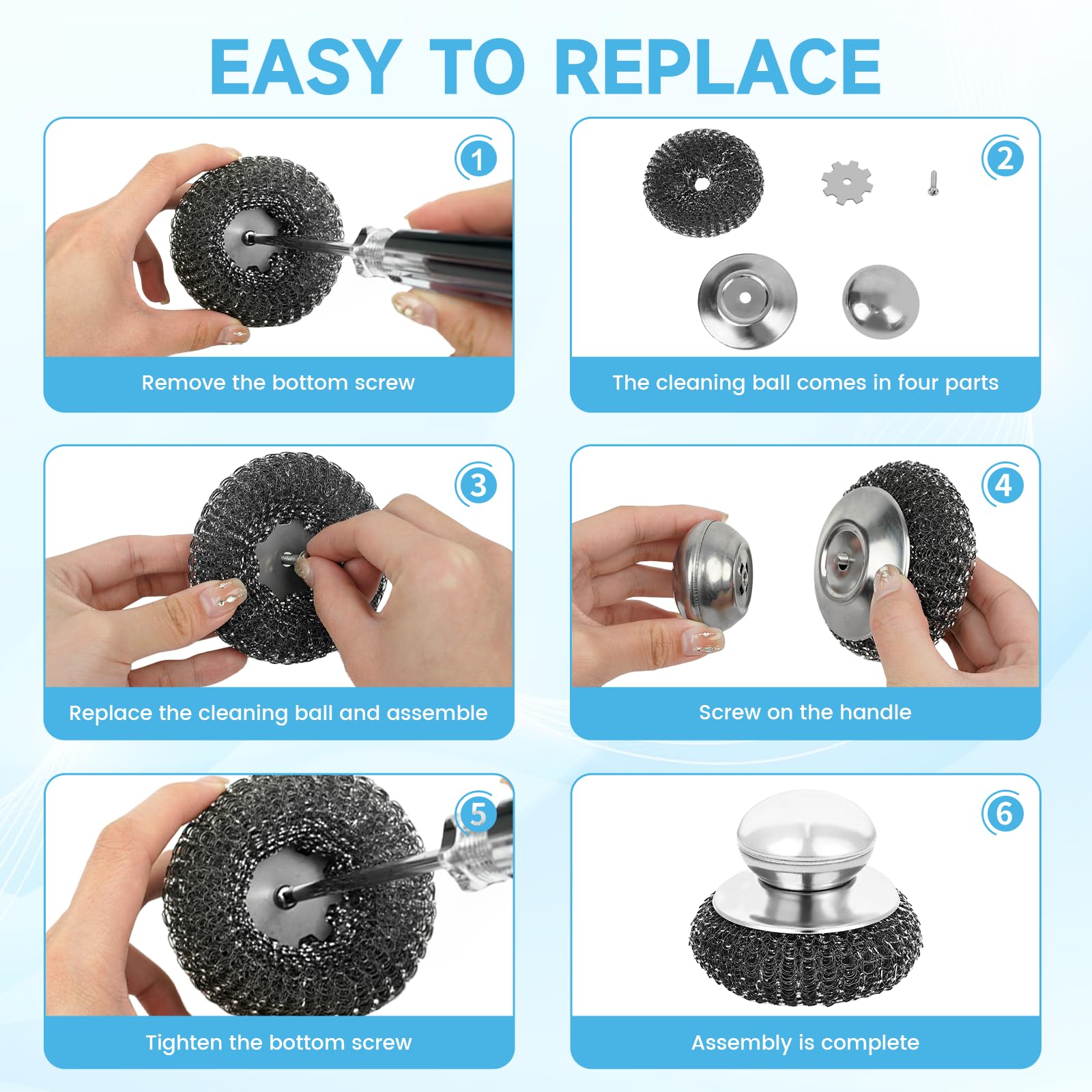 6Pcs Steel Wool Scrubber (6 Count)