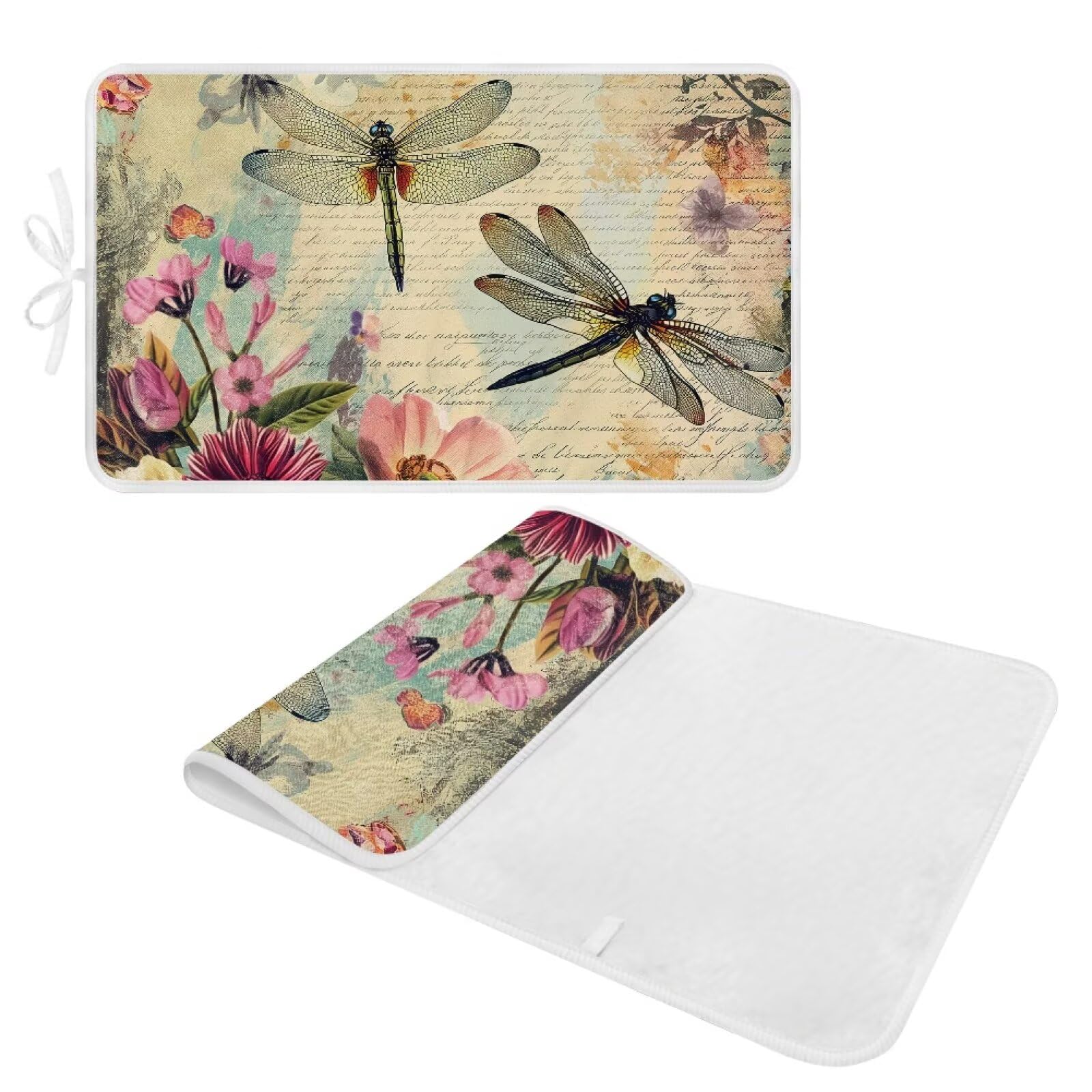Vintage Ironing Pad Dragonfly Ironing Blanket Thick Travel Iron Pad Heat Resistant Ironing Board Cover for Table Top