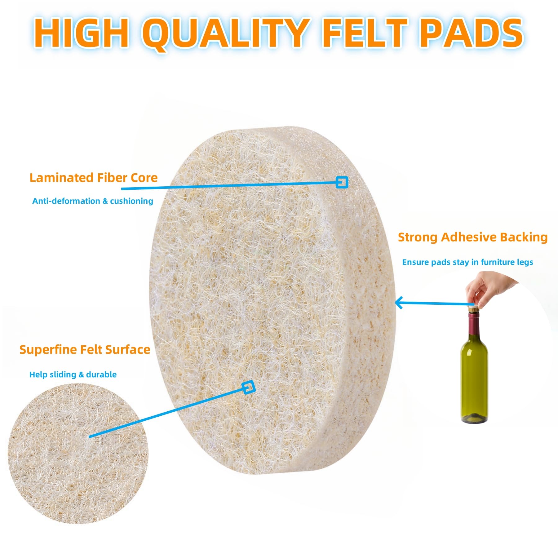 Felt Furniture Pads for Hardwood Floors (108 Count)