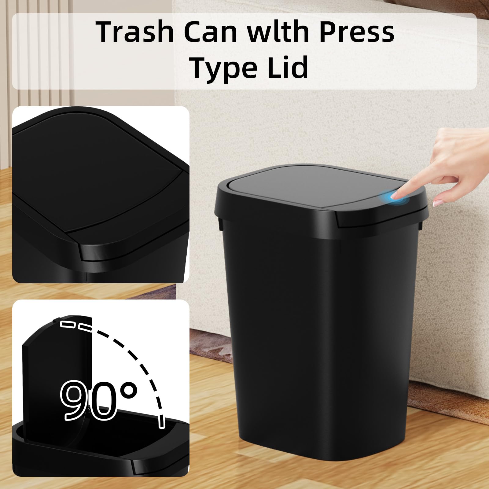 3 Pack Bathroom Small Trash Can with Lid (3 Count)