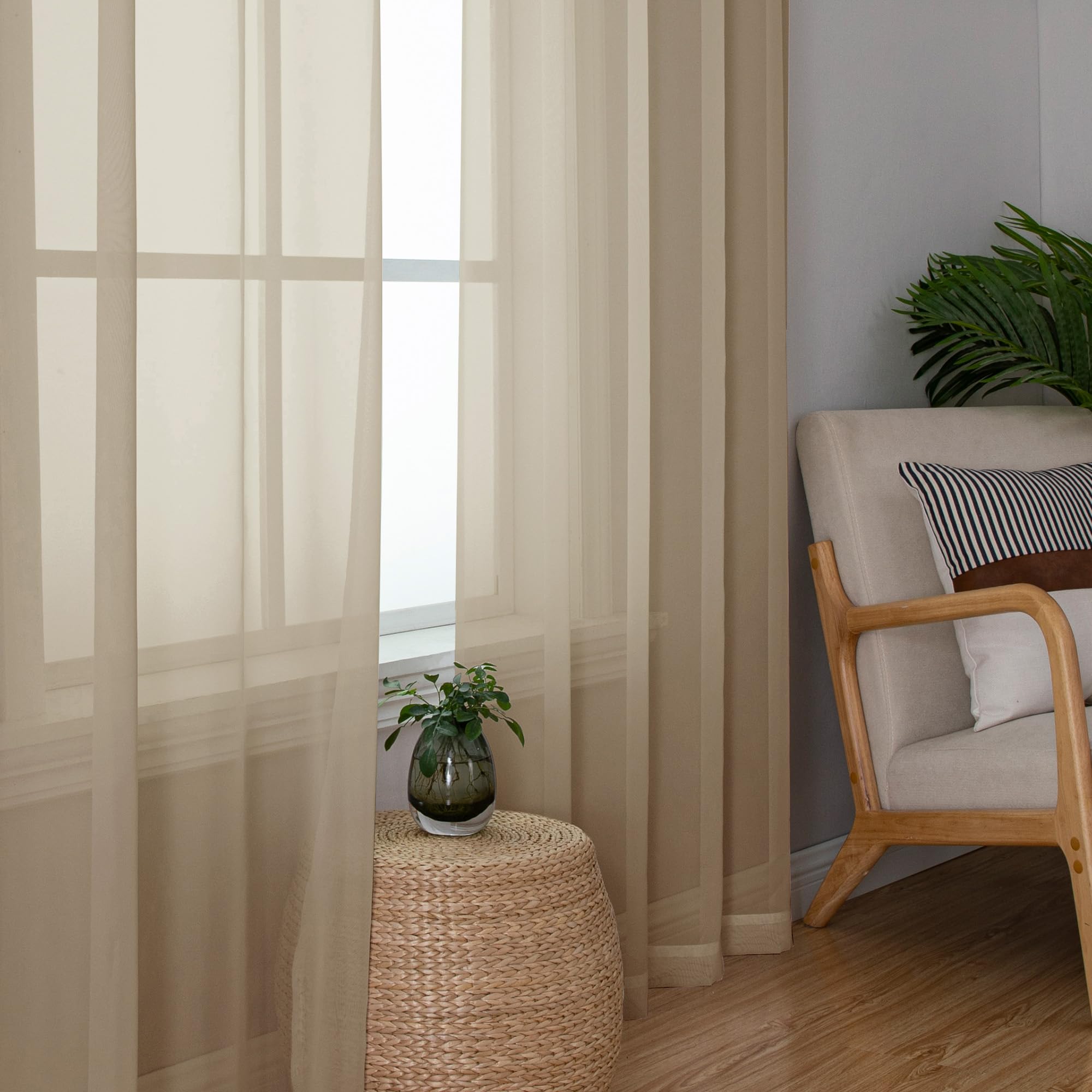 Taupe Sheer Curtains 96 inches Long 2 Panels (2 Count)