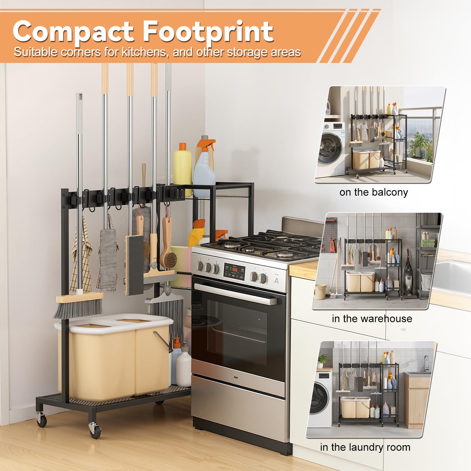 Broom Holder Cleaning Supplies Organizer