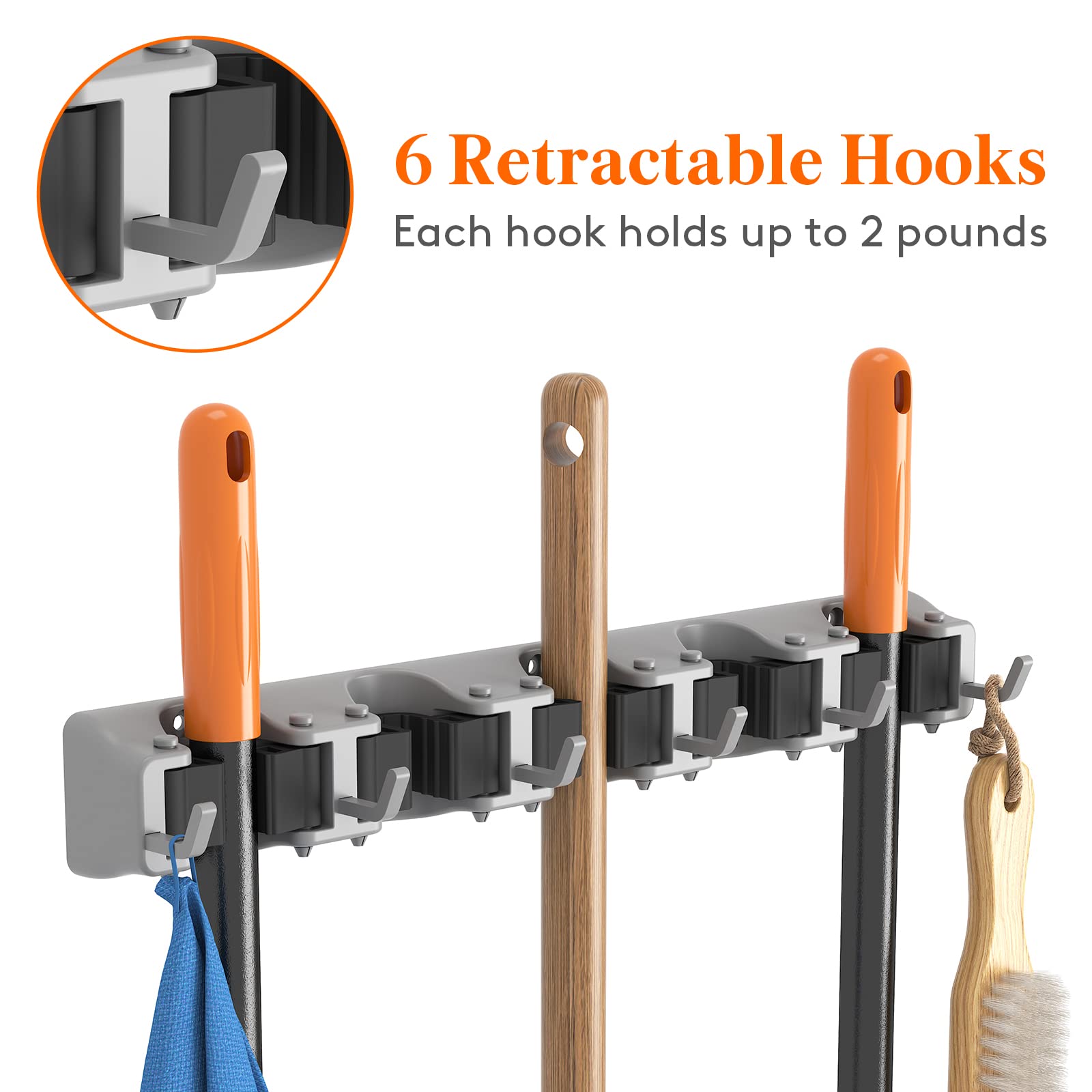 Mop and Broom Holder Organzier Wall Hanging Mount
