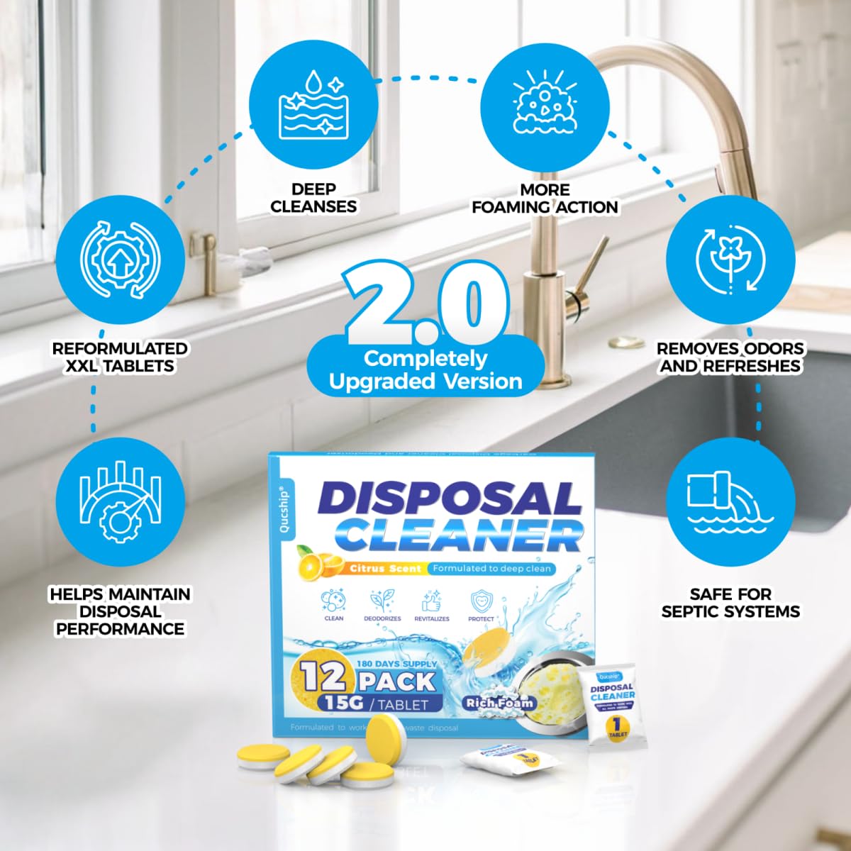 Garbage Disposal Cleaner Deodorizer Tablets (12 Count)