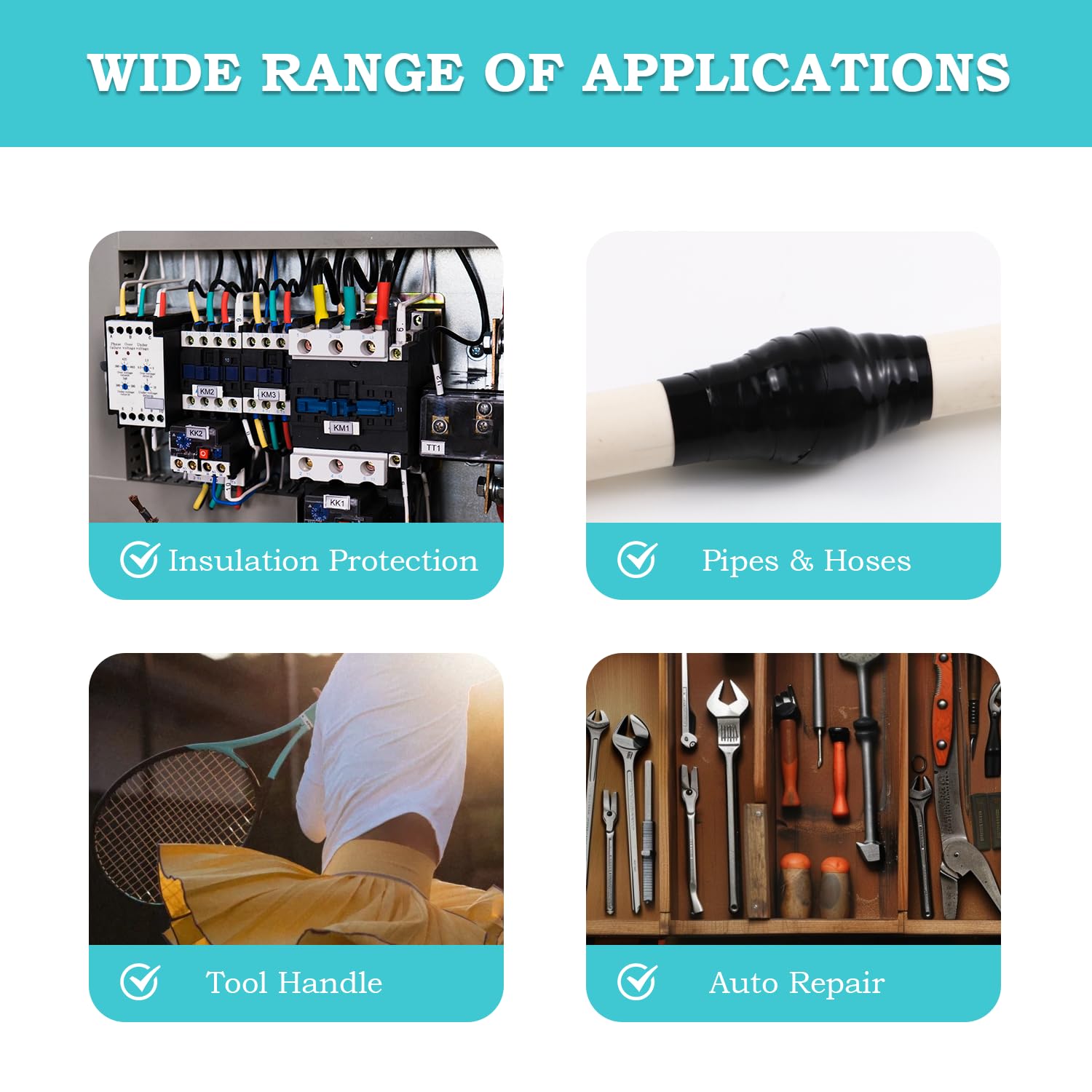 Self Fusing Silicone Tape 1 in x 16.4' Black Waterproof Rubber Leak Proof Sealing Silicone Rubber Self
