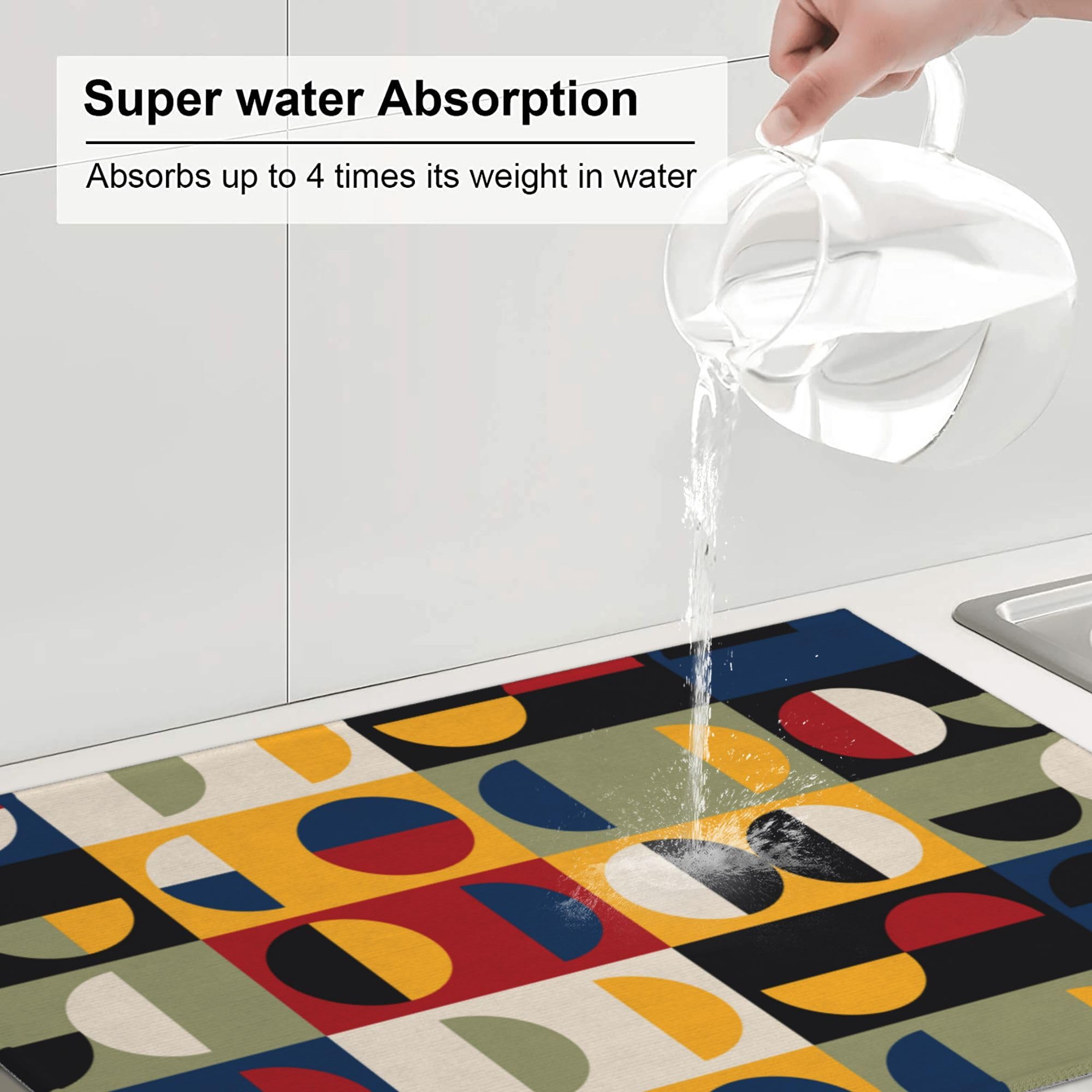 Retro Mid Century Modern Kitchen Drying Mat for Kitchen Counter