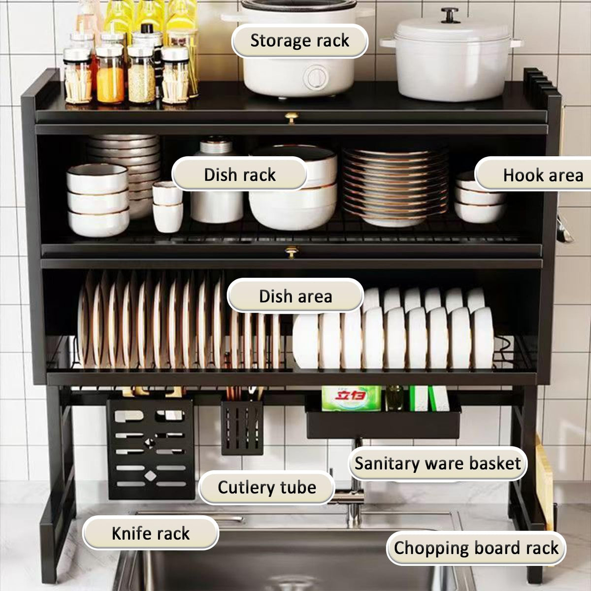 Dish Drying Rack 4 Tiers with Cover (29.99 inch(es))