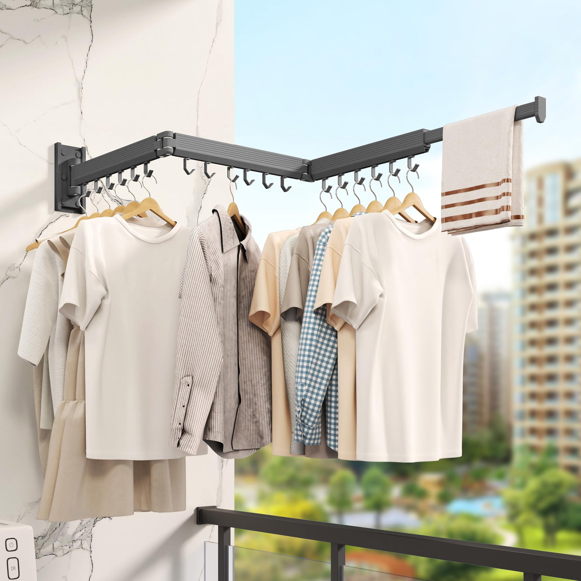 Grey Wall Mounted Clothes Drying Rack