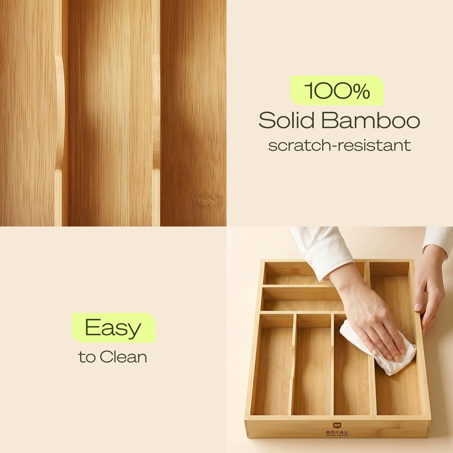 Drawer Organizer with Knife Block for Kitchen Organization