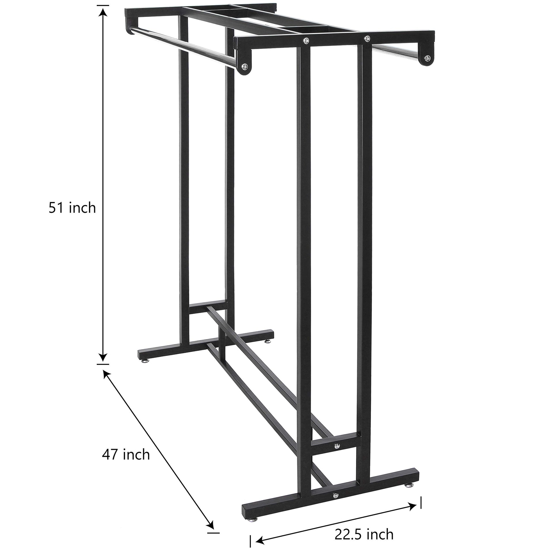 Black Double Rod Garment Rack with Shelf Freestanding Clothing Stand