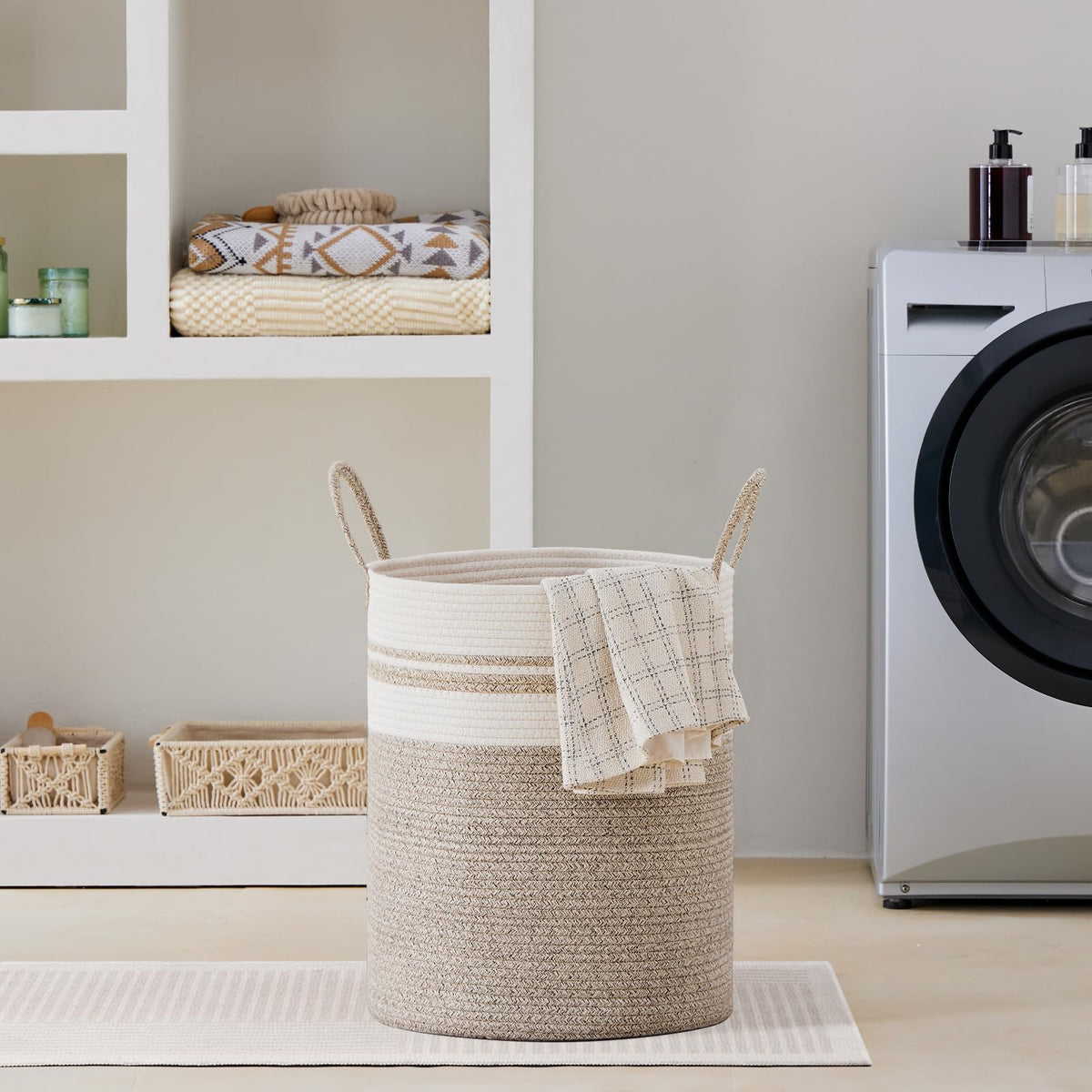 53L Tall Woven Laundry Basket Hamper