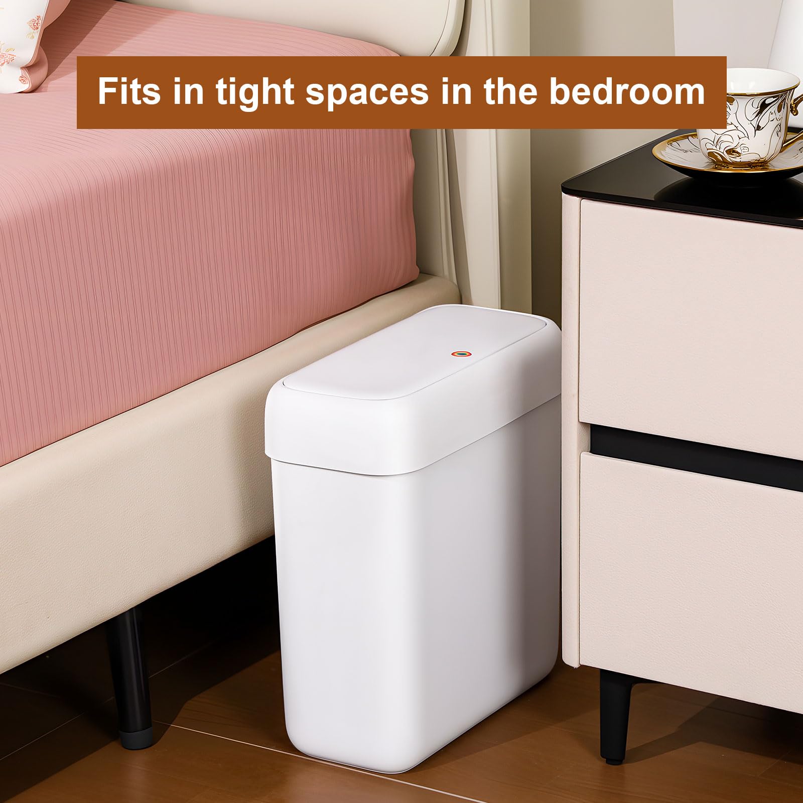 2 Pack Bathroom Trash Can with Lid