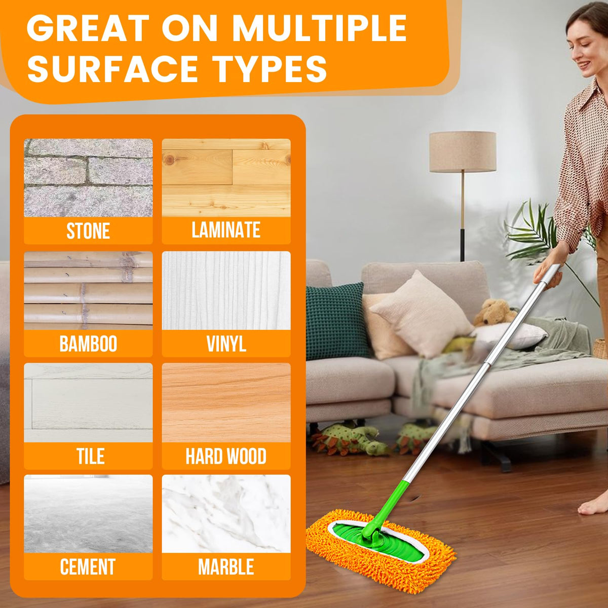 6Pcs Reusable Microfiber Mop Pads Compatible with Sweeper Mop (6 Count)