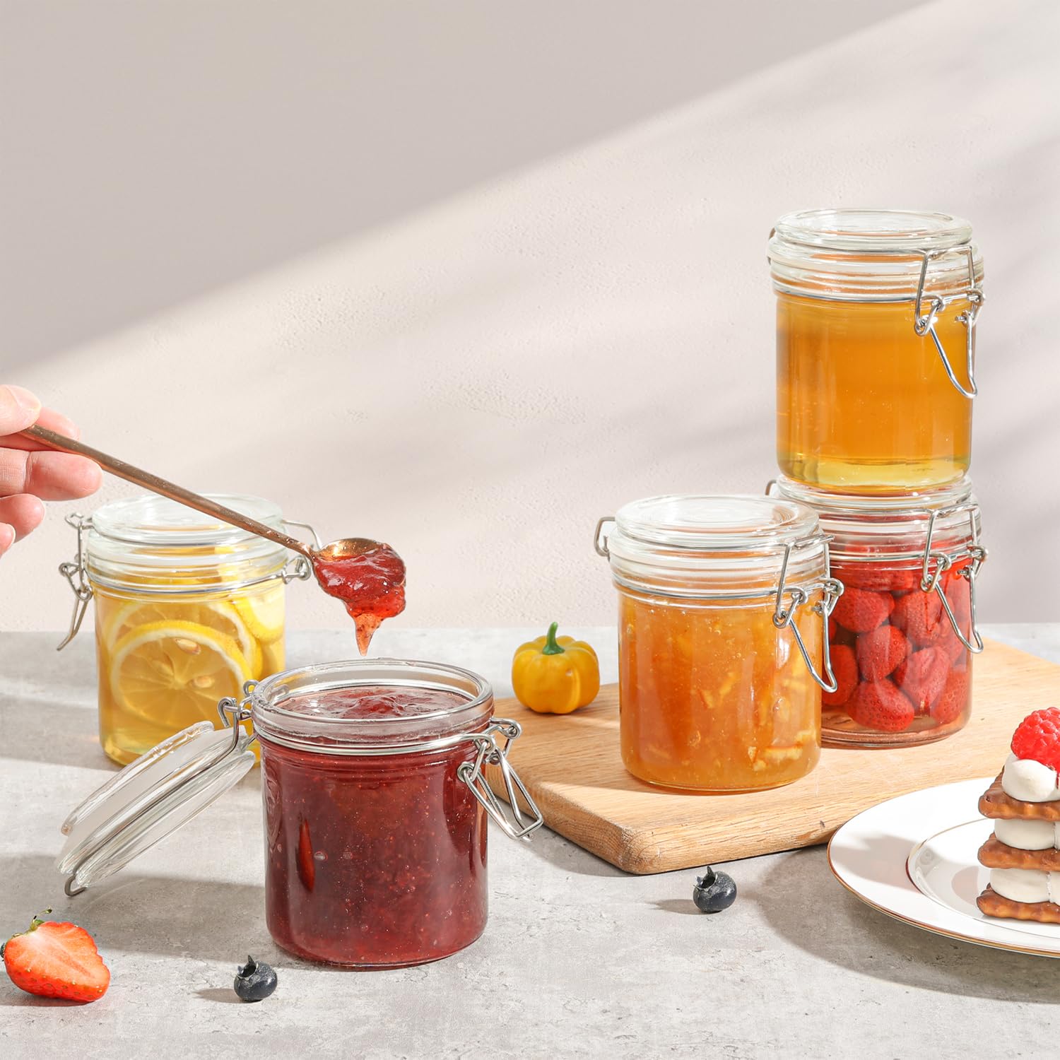 Small Mason Glass Jars with Airtight Lids 8 oz 6 Pack Pantry (6 Count)